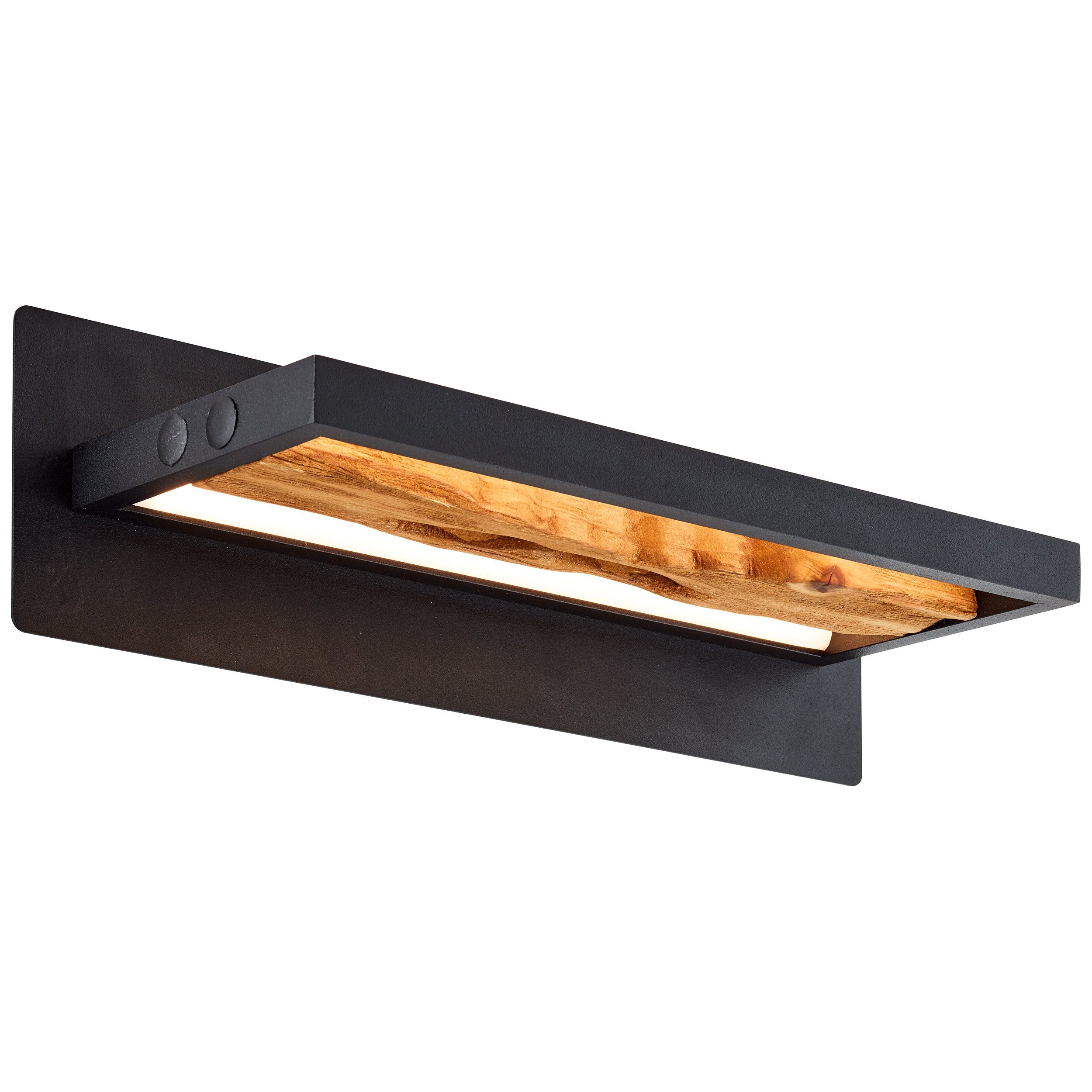 Brilliant LED Wandleuchte Chaumont, LED fest integriert, Warmweiß, Breite 35 cm, 930 lm, Aluminium/Metall/Holz, schwarz/holz