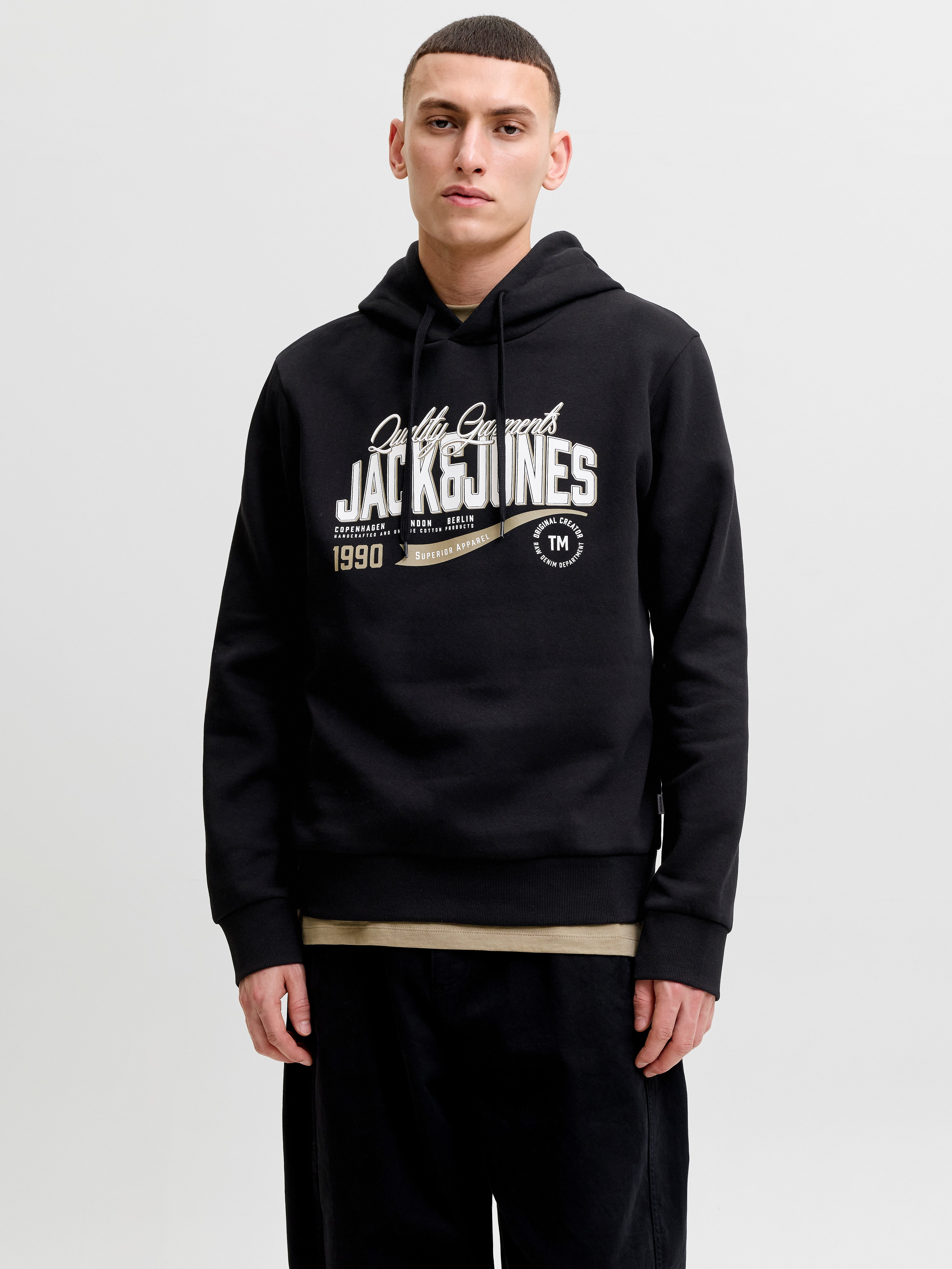 Jack & Jones Kapuzensweatshirt JJELOGO SWEAT HOOD 2 COL AW26 SN Baumwollmischung, regular fit