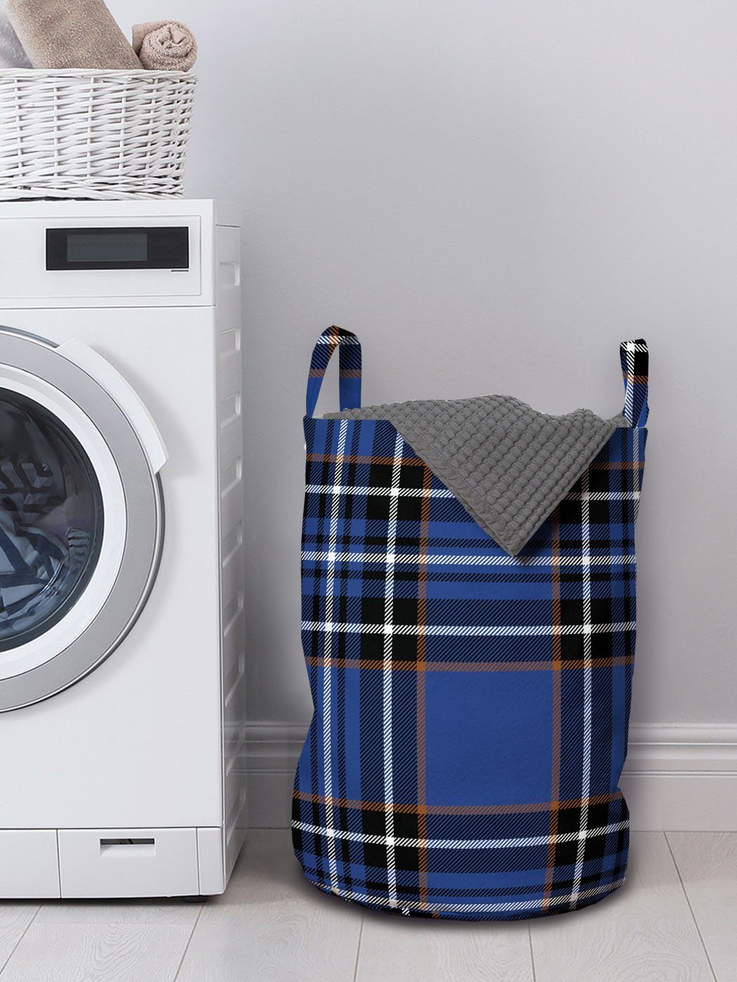 Vivid für Plaid mit Kordelzugverschluss Waschsalons, Scottish Abakuhaus Aufwändige Wäschesäckchen Wäschekorb Griffen