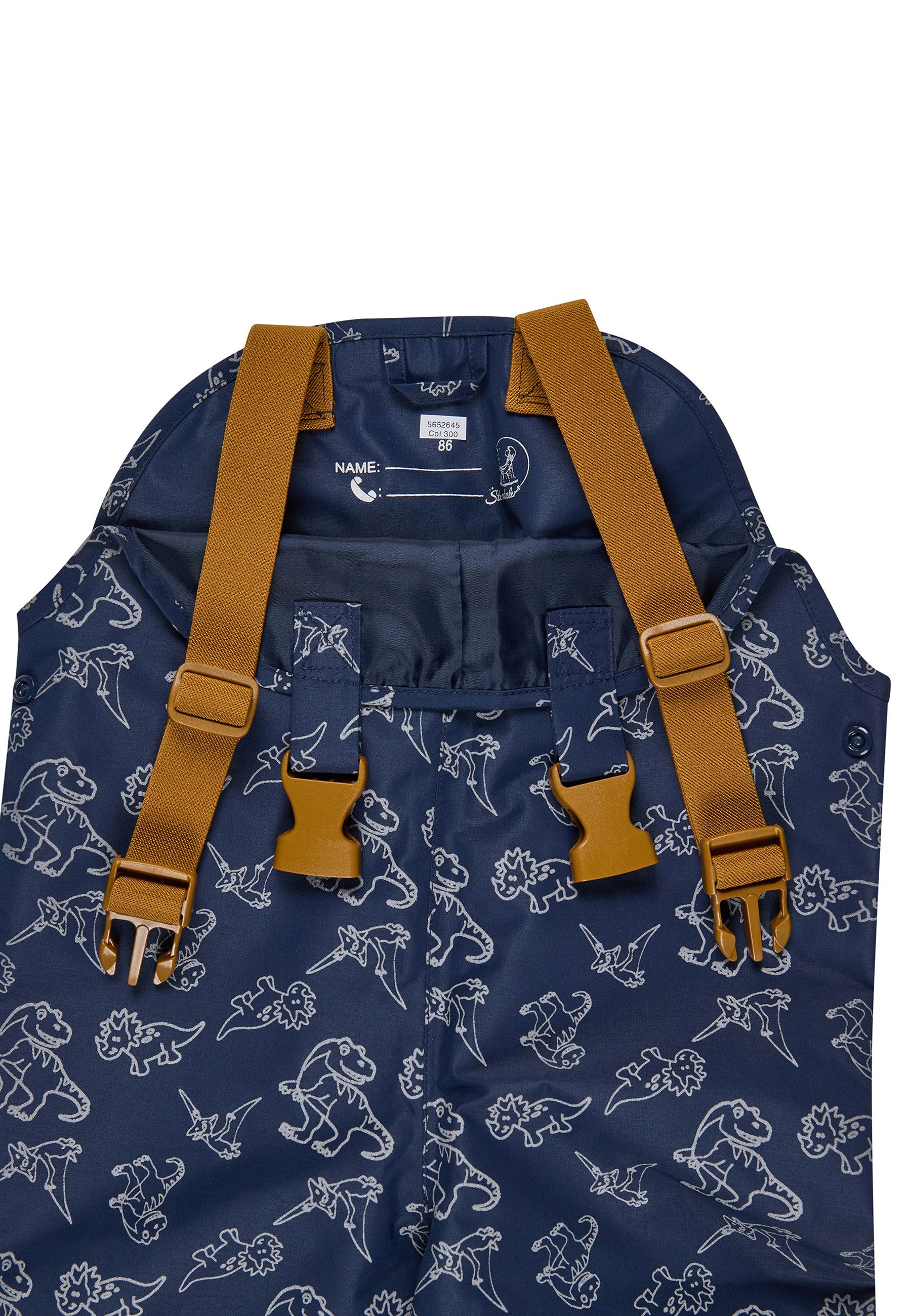 Sterntaler® Regenhose Regenhose gefüttert Dino (1-tlg) Gefütterte Regenhose mit Reflexdruck und verstellbaren Trägern