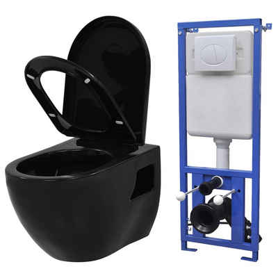 vidaXL Tiefspül-WC »Hänge-Toilette mit Einbau-Spülkasten Keramik Schwarz«