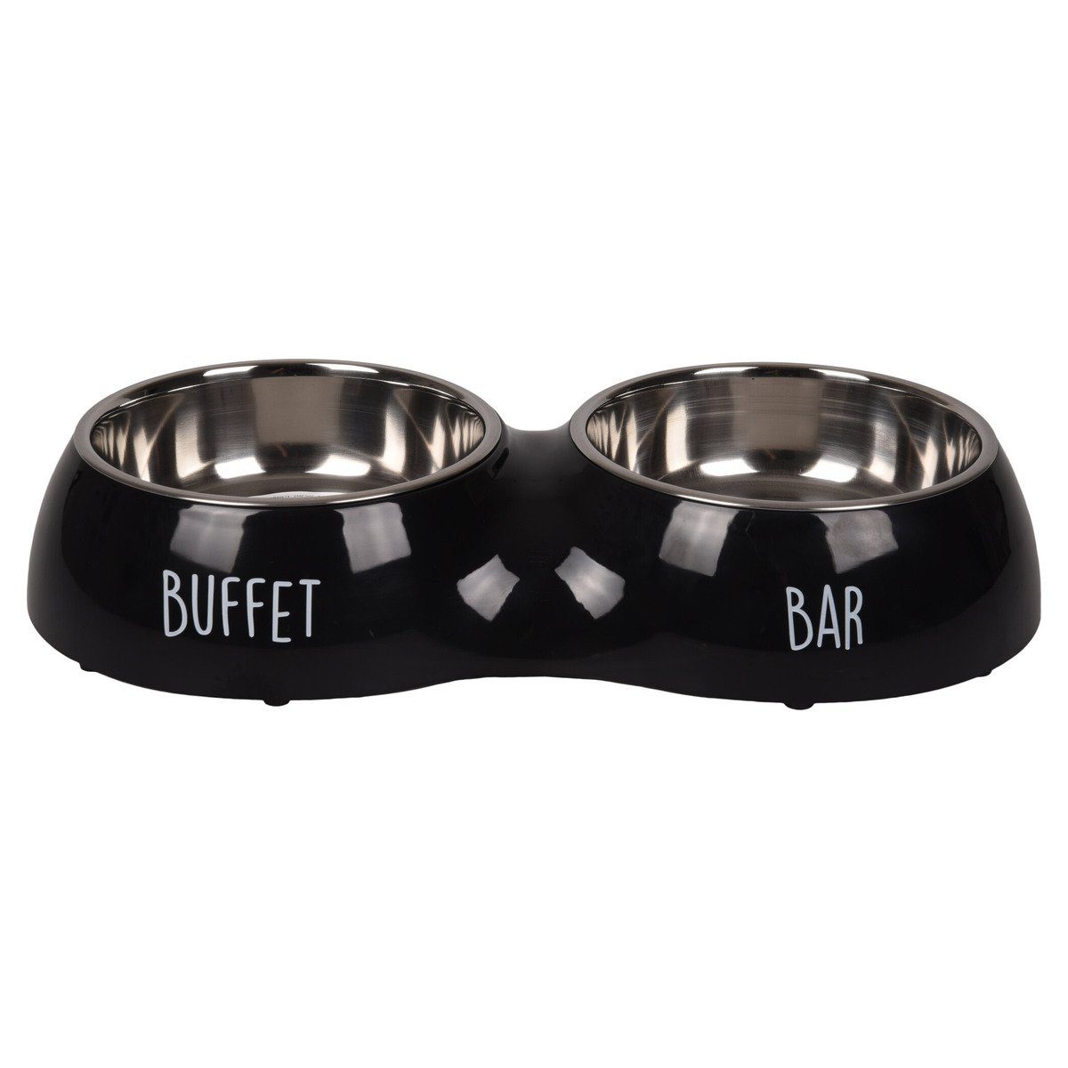 Napf-Set Futter- und Trinknapf Divar Duo Dinner schwarz/silber/weiß