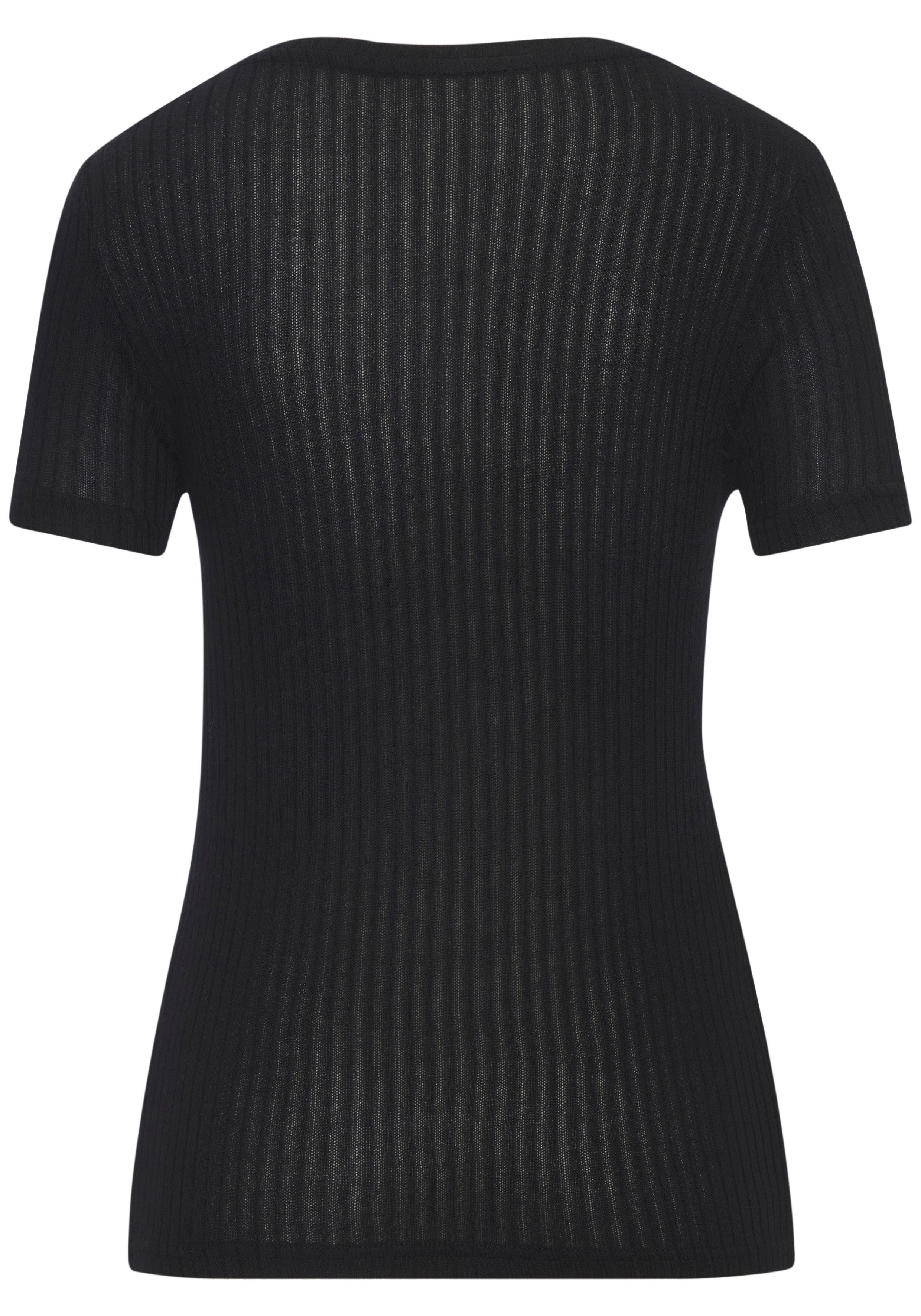 LASCANA T-Shirt mit kurzer Knopfleiste aus luftiger Viskose-Ripp-Qualität