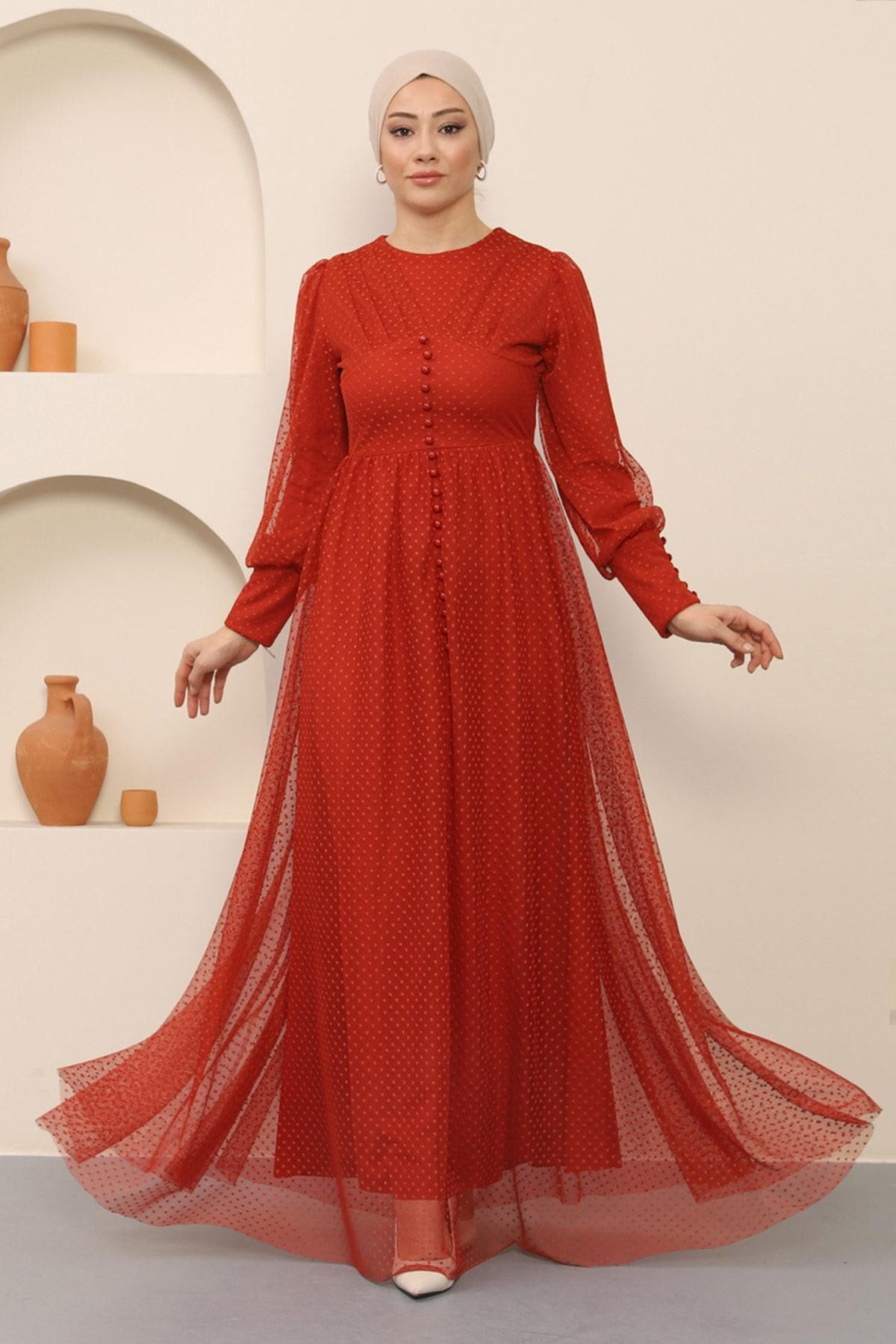 MODAMİHRAM Midikleid KleidKnopf Detail Tüll Abendkleid günstig online kaufen