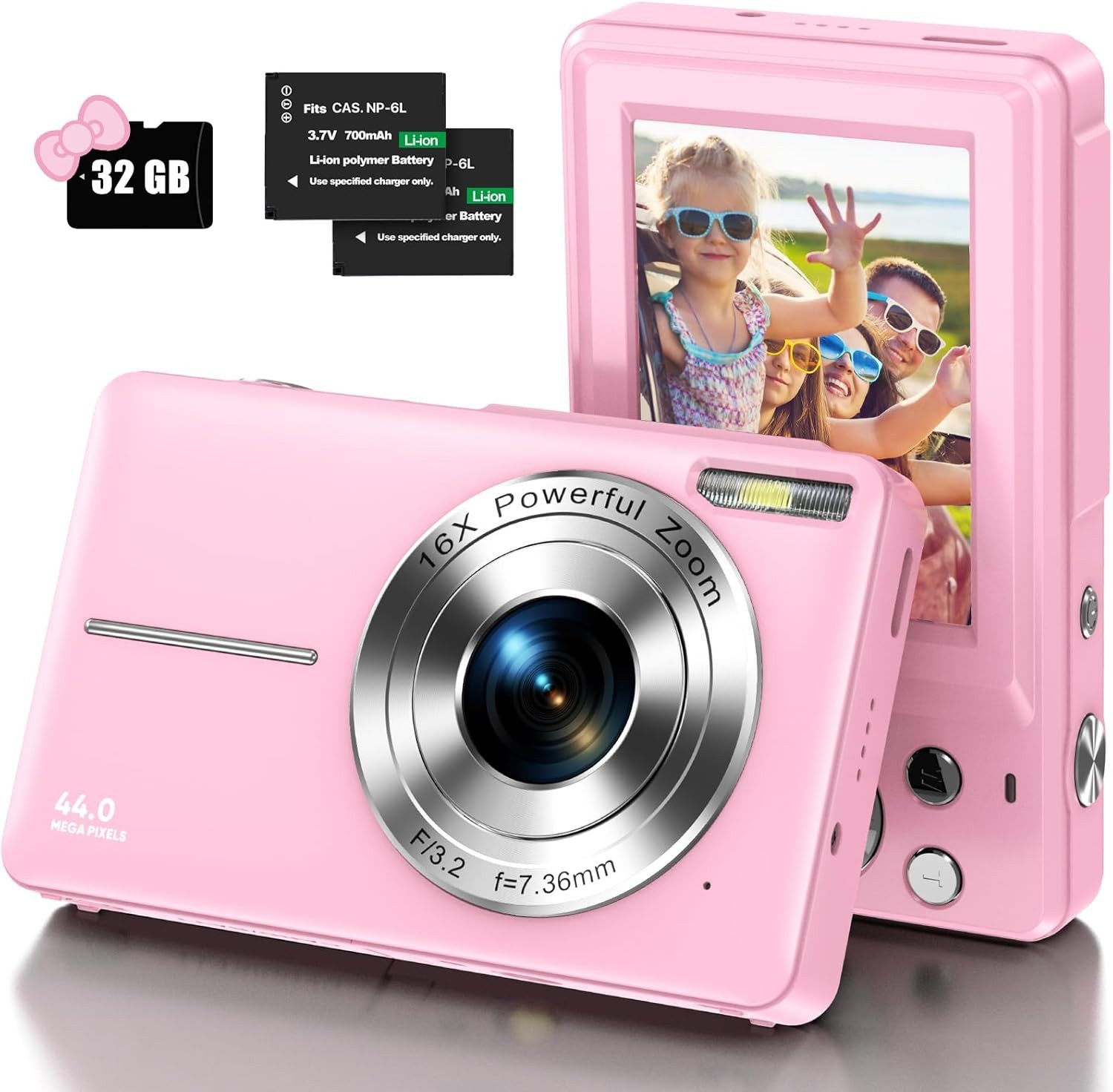 Digitalkamera mit 32G Micro SD Karte, 1080P Kinderkamera 44MP HD Kinderkamera