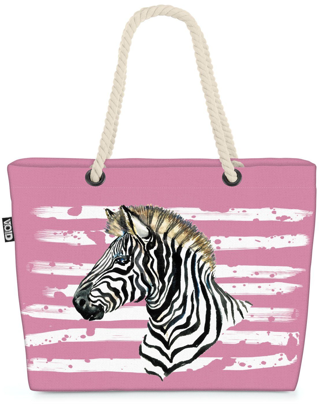 VOID Strandtasche (1-tlg), Zebra Safari Tier Zoo Wildtier Afrika rosa