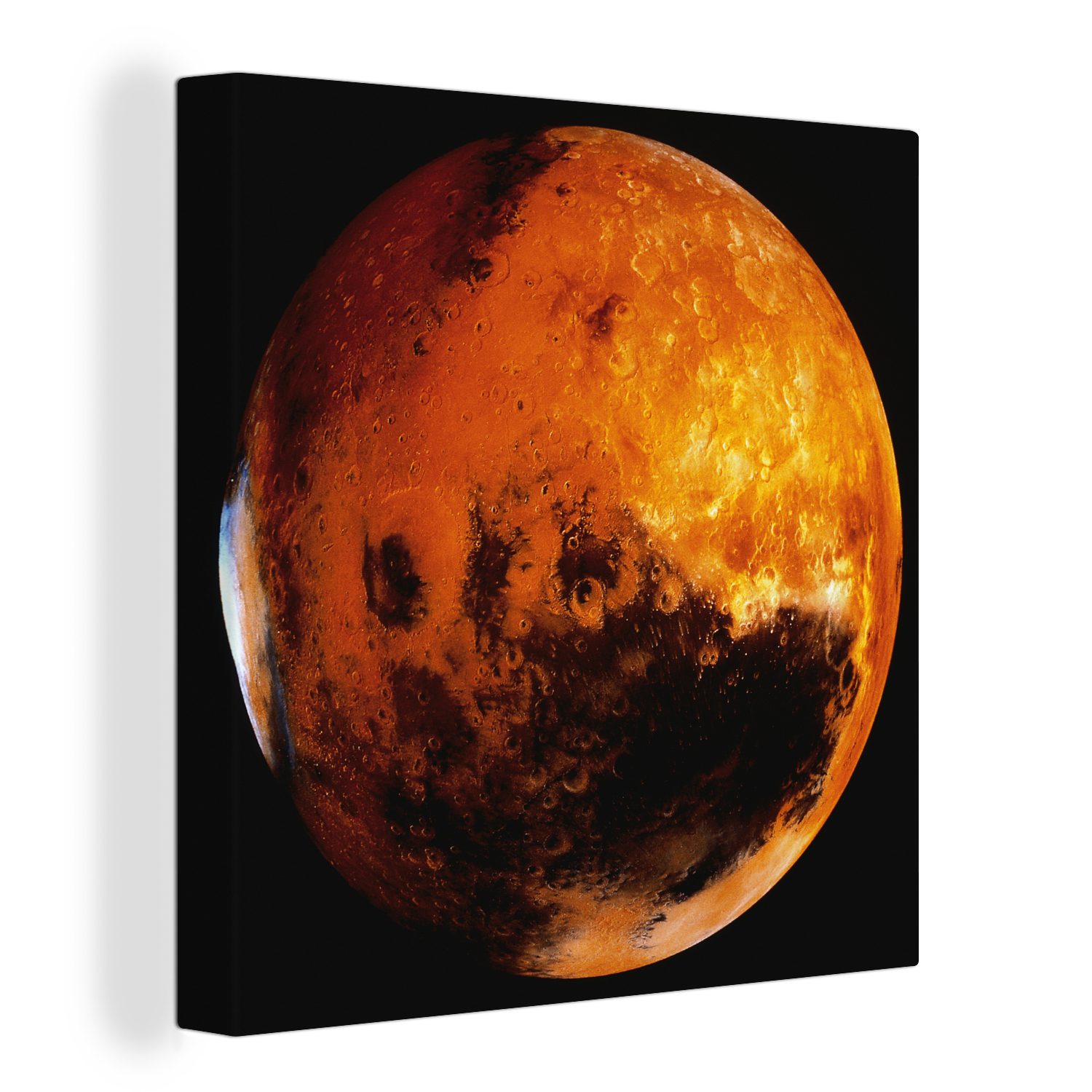 OneMillionCanvasses® Leinwandbild Der Planet Mars an einem dunklen Himmel, (1 St), Leinwand Bilder für Wohnzimmer Schlafzimmer