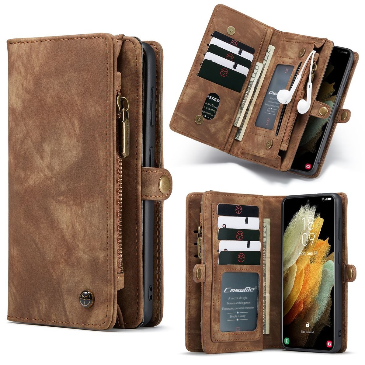 König Design Handyhülle Samsung Galaxy S21, Schutzhülle Schutztasche Case Cover Etuis Wallet Klapptasche Bookstyle
