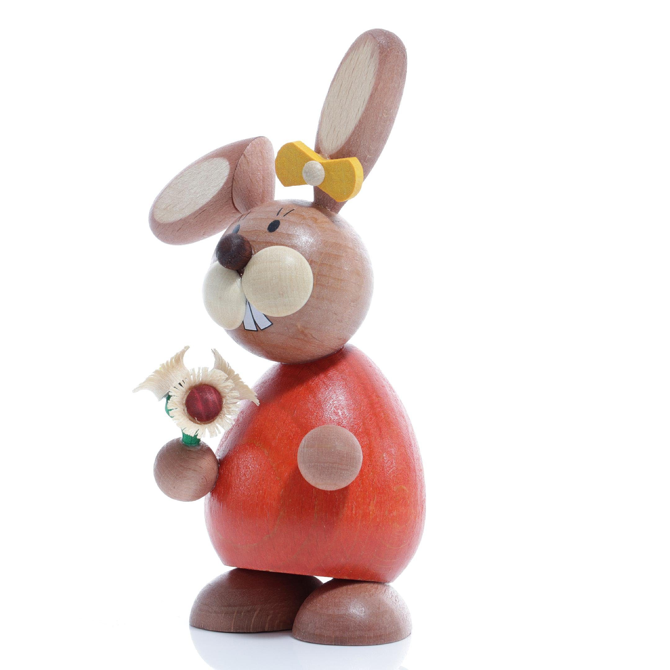 Ullrich Kunsthandwerk Osterhase Osterartikel Osterhäsin mit Blumenstrauß HxB 12x6cm NEU