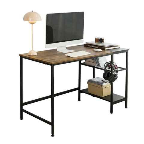 SoBuy Schreibtisch FWT77, mit 2 Ablagen und Kopfhörer Halter Computertisch Arbeitstisch Bürotisch für Homeoffice Tisch Industrie-Design