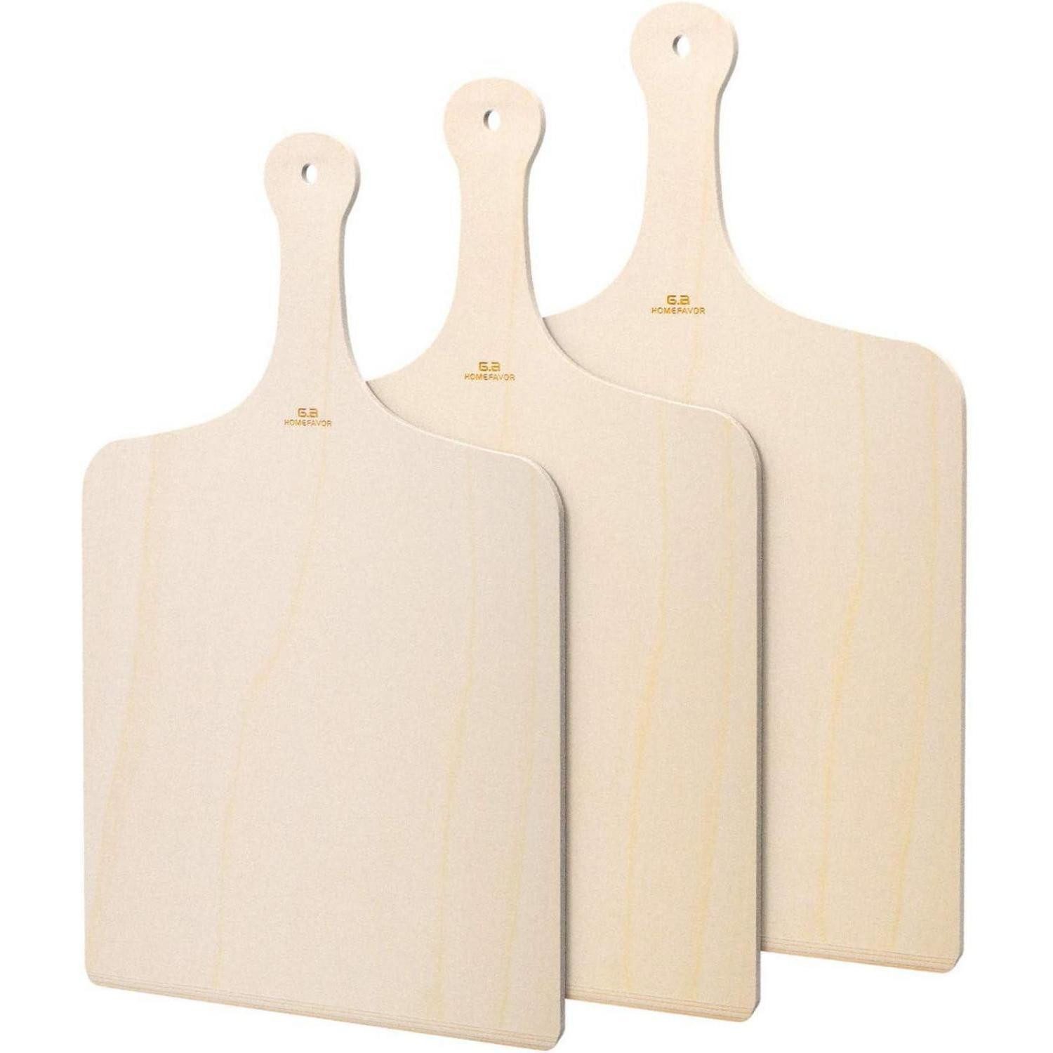 LuxusKollektion Pizzaschieber Pizzaschieber Holz Paddel Flammkuchenbrett 42x30 cm 3er Set