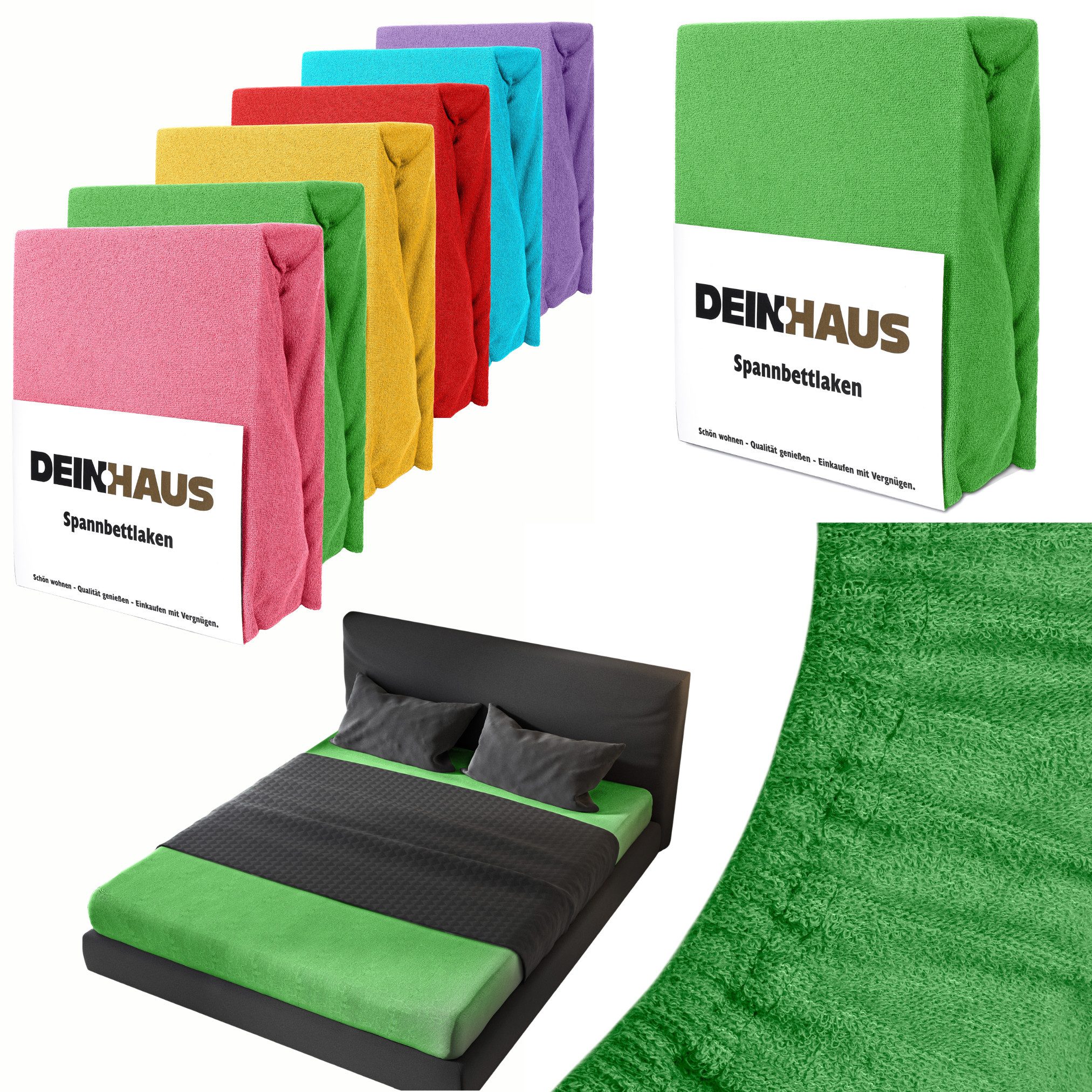 DH DEIN . HAUS Spannbettlaken Frottee SOFT, Baumwolle, Gummizug: rundum, (1 Stück), weich saugfähig atmungsaktiv Rundumgummi formstabil bis 20 cm