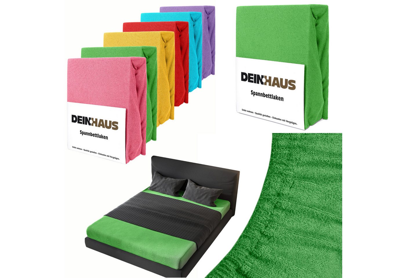 DH DEIN . HAUS Spannbettlaken Frottee SOFT, Baumwolle, Gummizug: rundum, (1 Stück), weich saugfähig atmungsaktiv Rundumgummi formstabil bis 20 cm