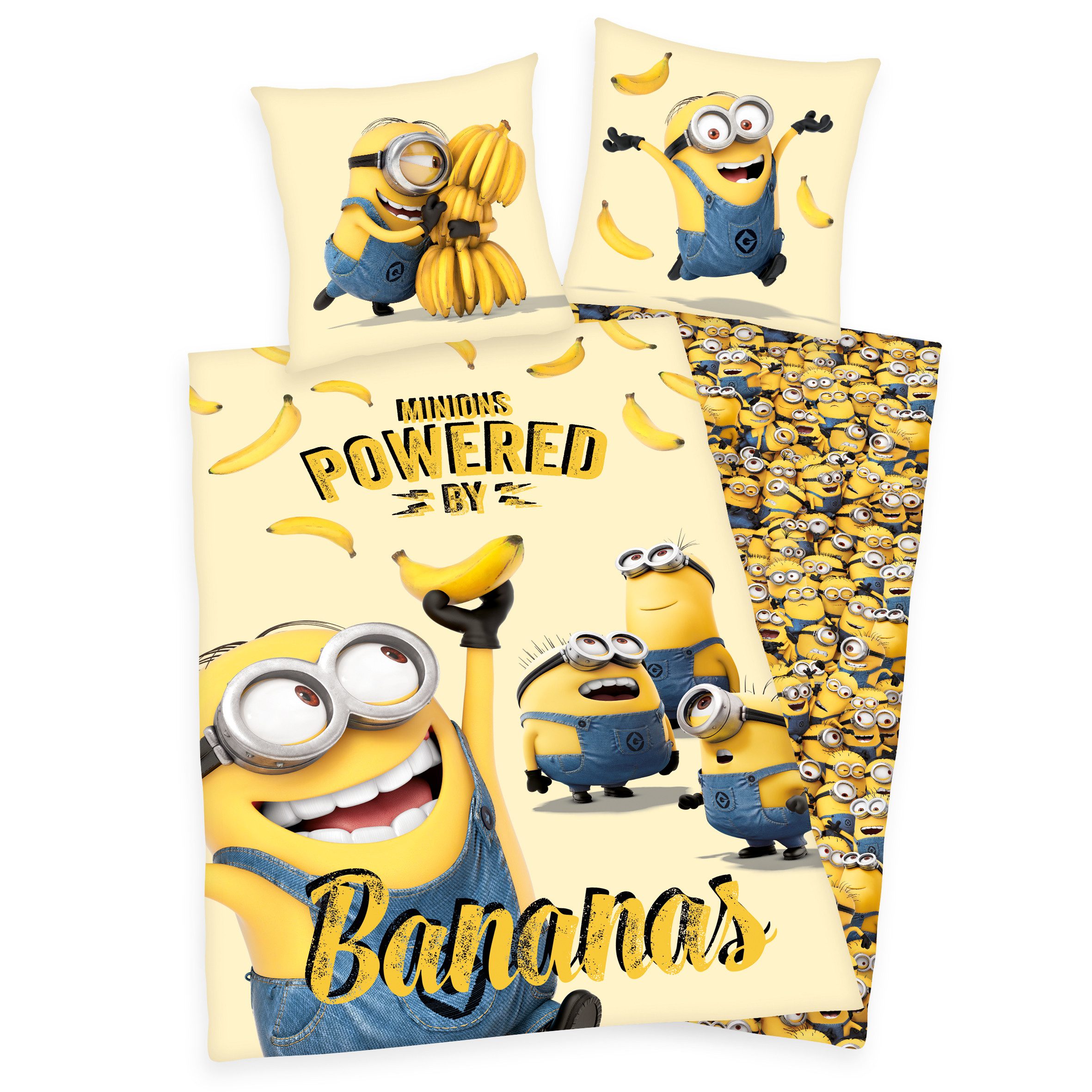 Herding Young Collection Bettwäsche Minions Bettwäsche mit Marken-RV / with branded zipper 80/80+135/200, kinderbettwäsche 135x200 baumwolle kinder bettwäsche 135x200
