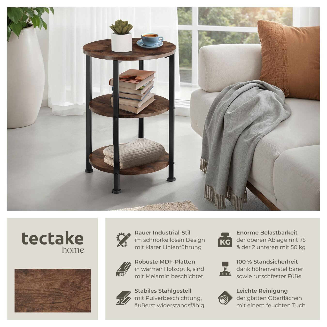 tectake Beistelltisch Colchester (1-St., 1 tlg), Formschöner Beistelltisch günstig online kaufen