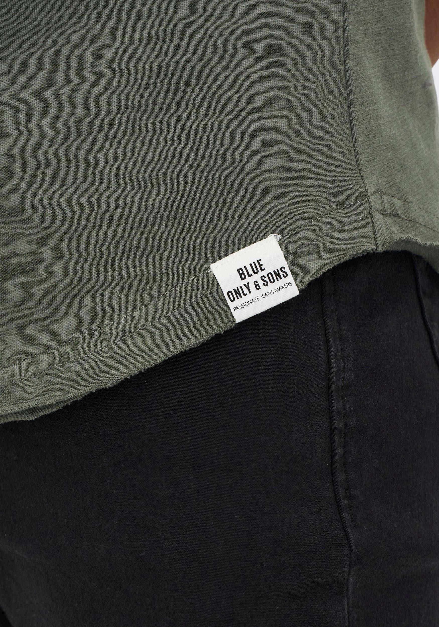 ONLY & SONS Rundhalsshirt ONSBENNE LONGY SS TEE NF 7822 NOOS Baumwolle, lang geschnitten