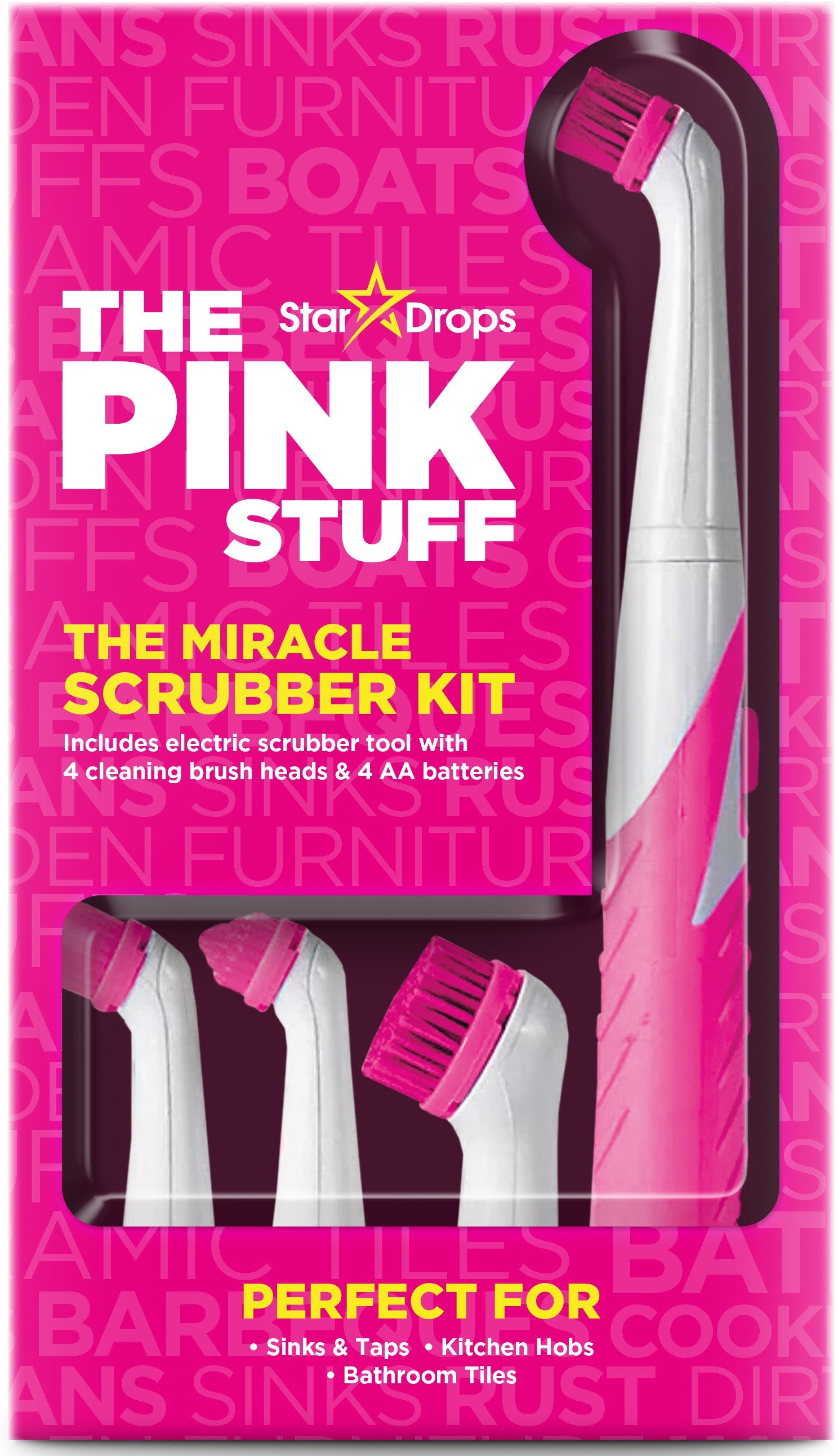 The Pink Stuff Reinigungs-Set The Pink Stuff Miracle Sonic Scrubber Kit, 4 Reinigungsbürstenköpfe, (Reinigungsset, 4-St., Komplettes Reinigungspaket für unterschiedliche Oberflächen), 4-teiliges Reinigungsset Effektive Allzweckreinigung