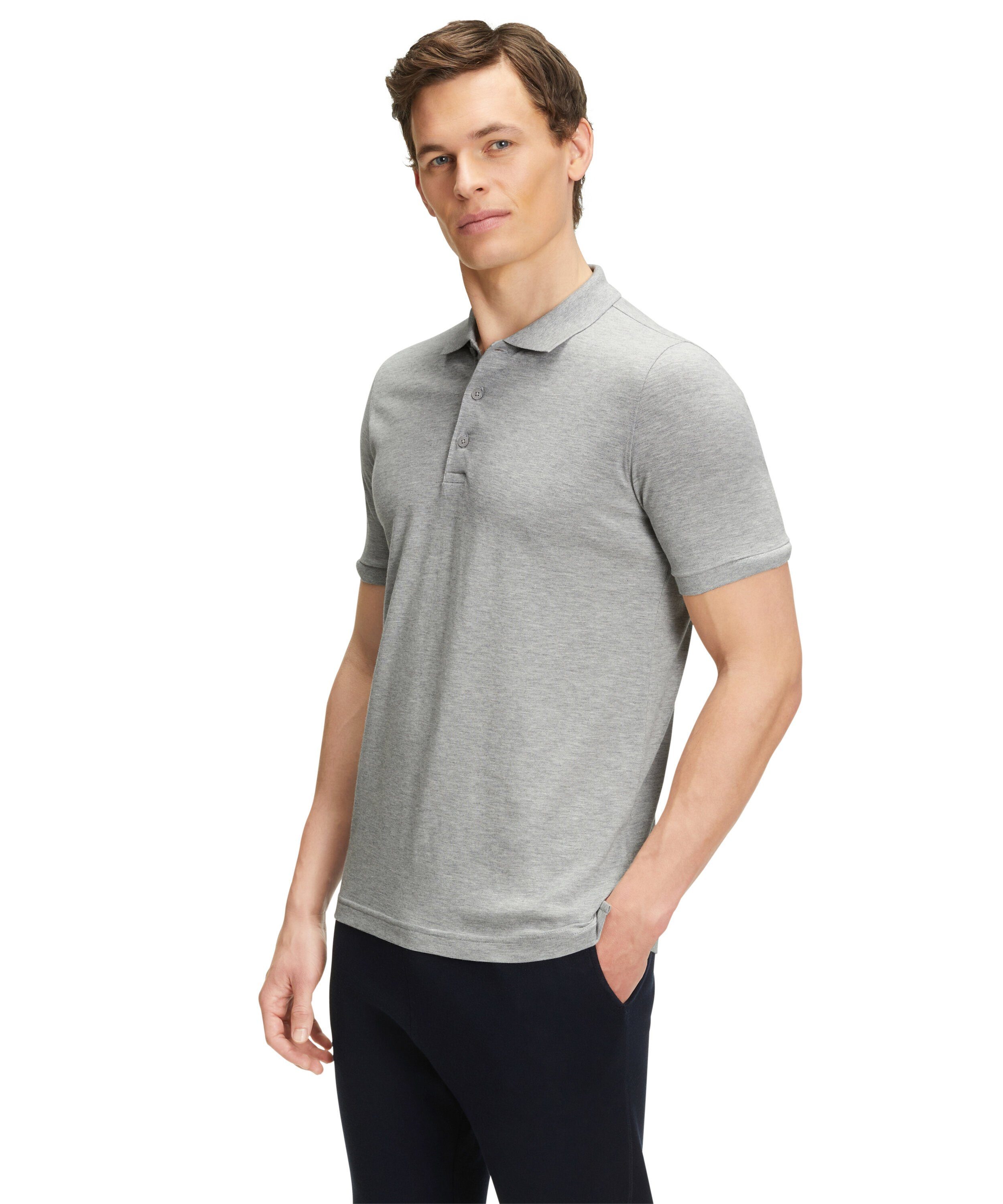 FALKE Poloshirt aus hochwertiger Pima-Baumwolle light grey (3400)