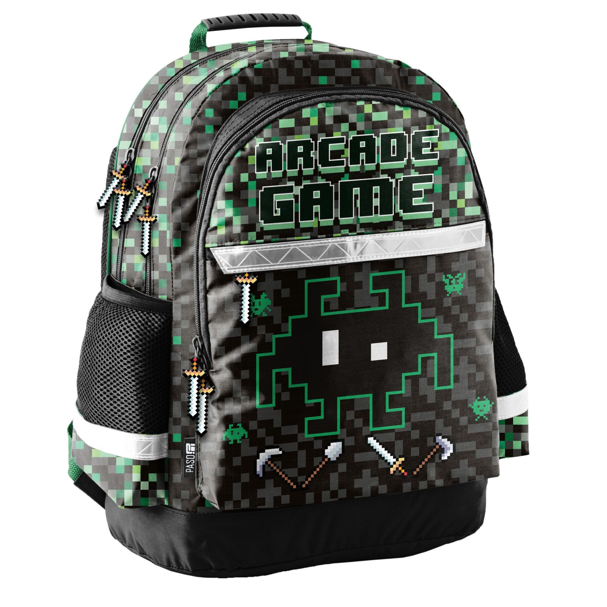 PASO Schulranzen "Game" (Schulset, 3-teilig), mit Rucksack, Turnbeutel + befüllter Federmappe