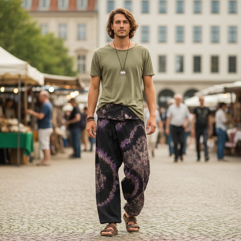 Guru-Shop Relaxhose Batik Thai Fischerhose aus Baumwolle,.. Ethno Style, alternative Bekleidung