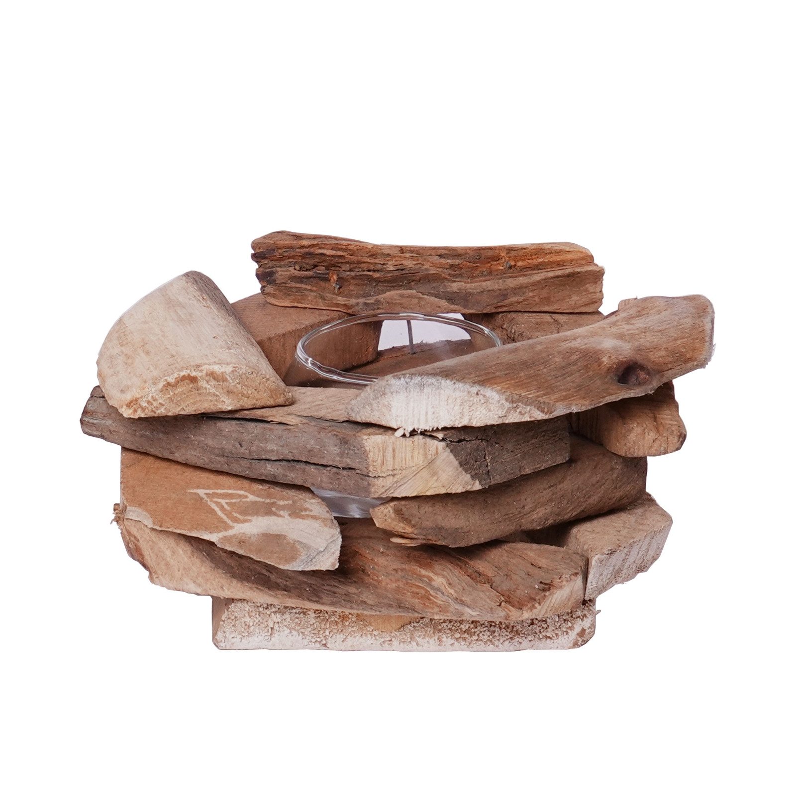 CREEDWOOD Windlicht HOLZ TEELICHTHALTER "MIO", Treibholz, Windlicht, Kerzenhalter