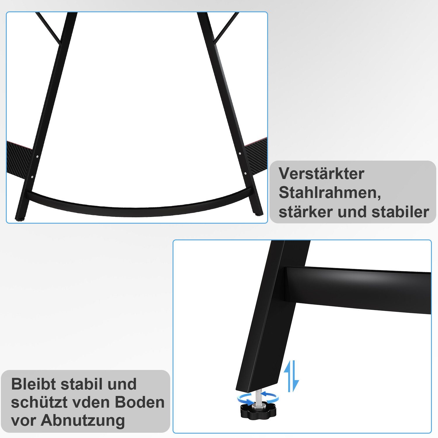 GUNJI Eckschreibtisch L-förm Computertisch Schreibtisch Gamer Tish 120/170 (Schreibtisch,130CM Computertisch L Form, PC Tisch,mit Monitorständer) – Bild 4 von 5