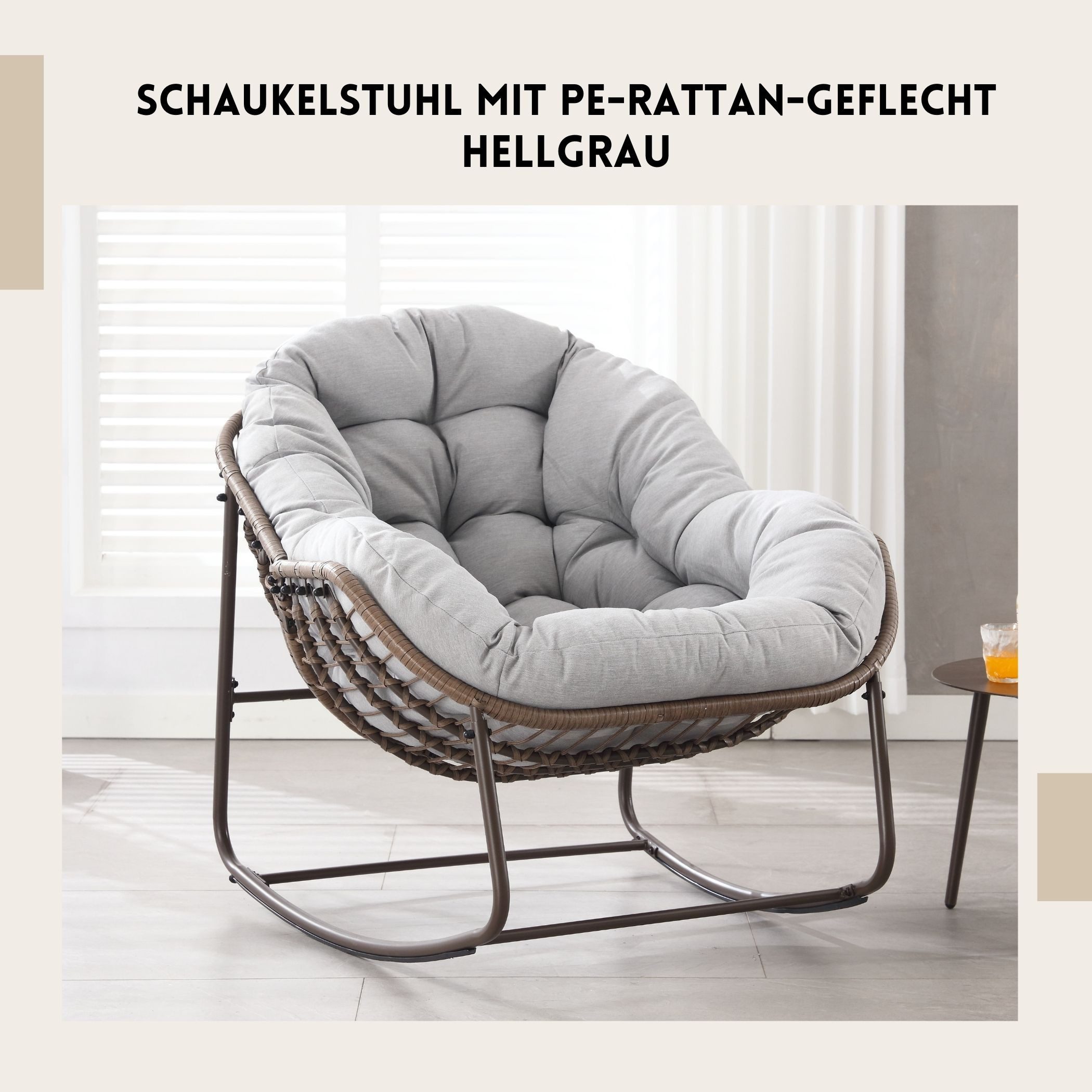 SeedWave Schaukelstuhl Übergroß mit PE-Rattan-Geflecht, 15 cm dickem Olefin günstig online kaufen