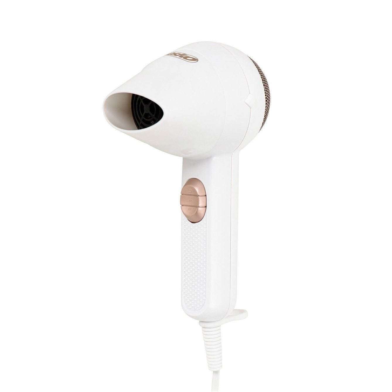 Mesko Haartrockner 1400 W - Föhn mit Konzentrator, 2 Stufen, Weiß/Gold, MS 2275, Kompakt und Ergonomisch