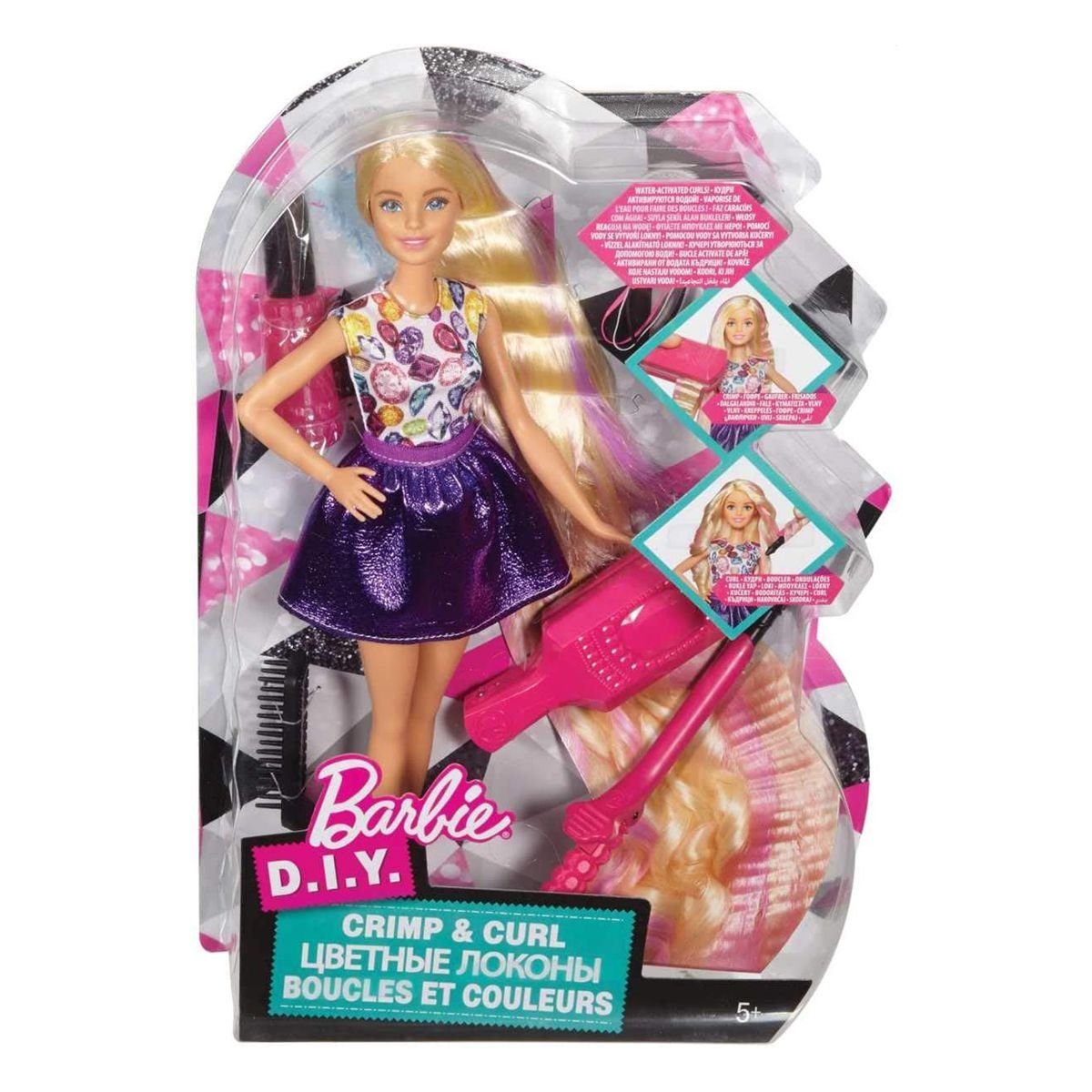 Mattel® Anziehpuppe Mattel DWK49 - Barbie - D.I.Y. - Spielset, Puppe,  Wellen- und Lockenspaß