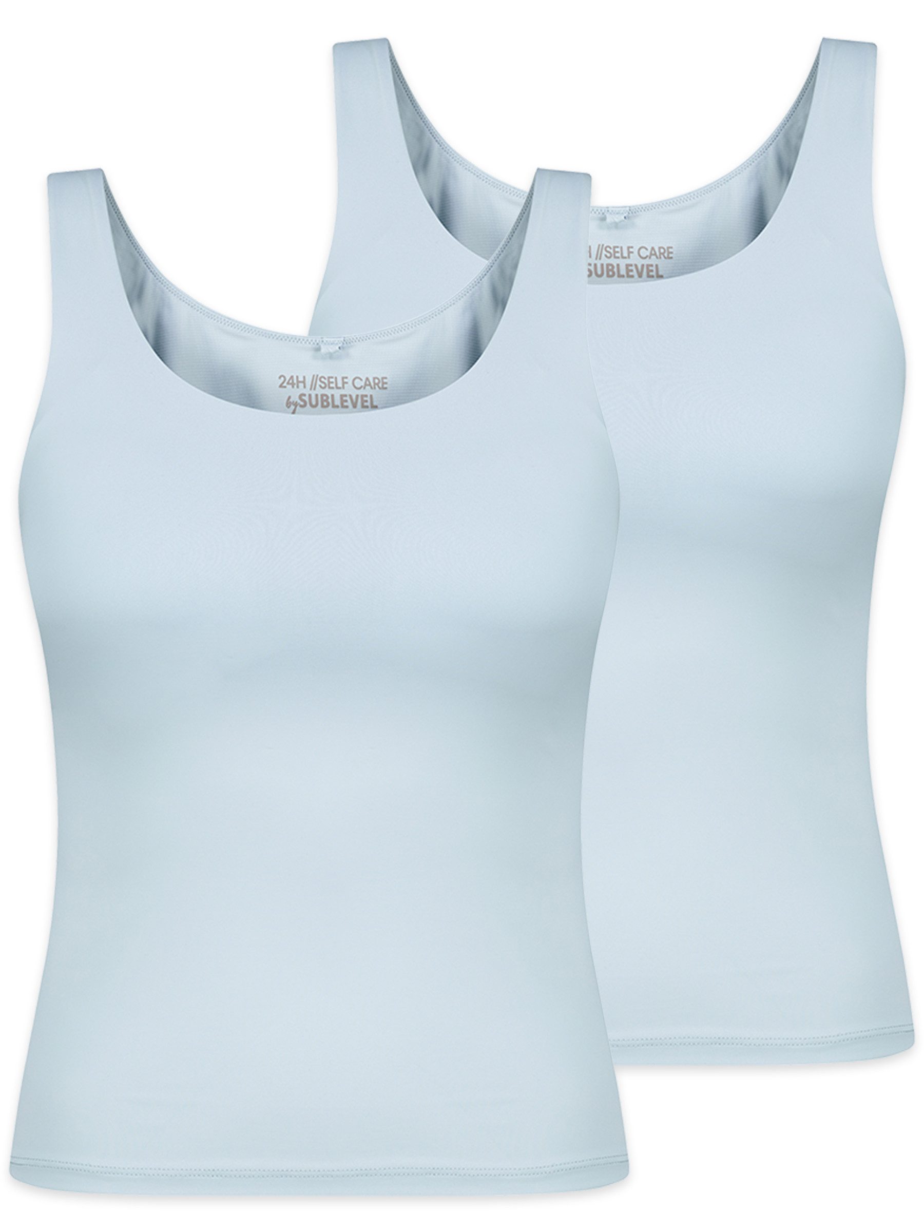 SUBLEVEL Shirttop 2er-Set Unifarben Innenliegendes Bustier für Damen (2-tlg) Innenliegende Bustierlage, Saubere Abschlüsse, Doppelpack