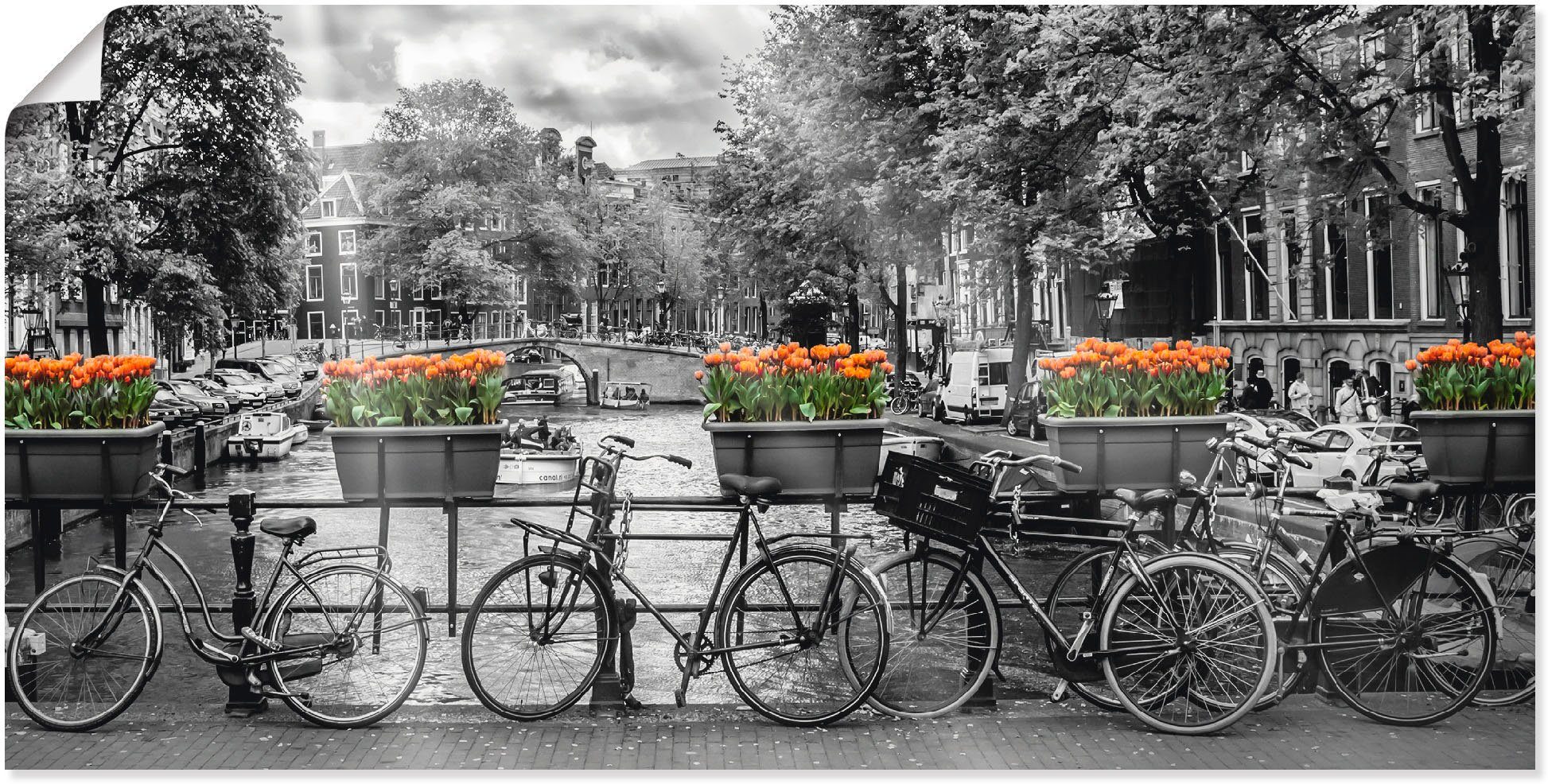 Artland Wandbild Amsterdam Herengracht I, Fahrräder (1 St), als Leinwandbild, Wandaufkleber oder Poster in versch. Größen