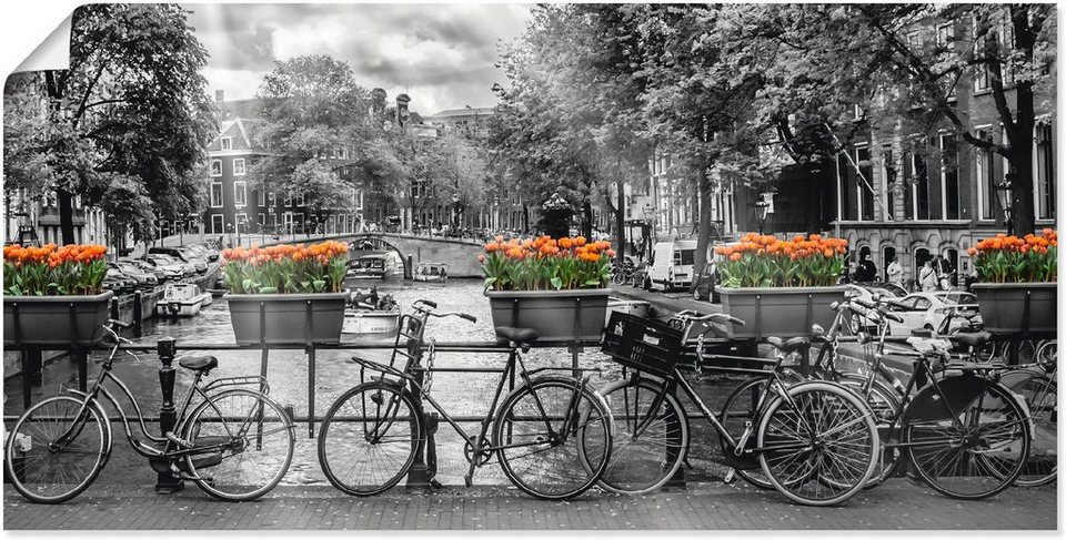 Artland Wandbild Amsterdam Herengracht I, Fahrräder (1 St), als Leinwandbild,  Wandaufkleber oder Poster in versch. Größen