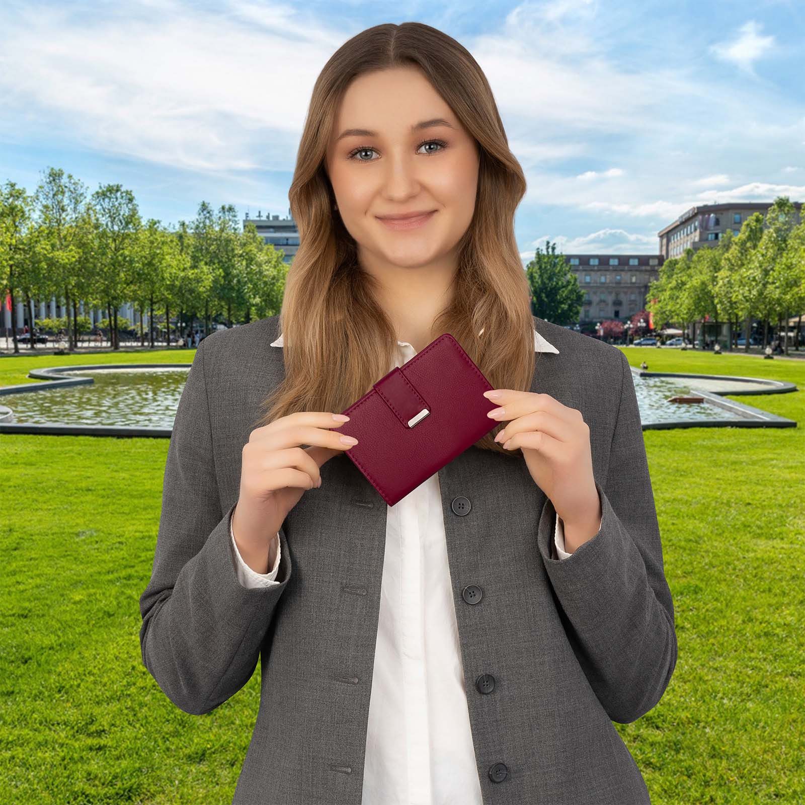 Money Maker Geldbörse RFID Damen Geldbörse Portemonnaie Geldbeutel Damenbörse Leder, Damen Geldbörse klappbar mit Drückknopf Portemonnaie Geldbeutel