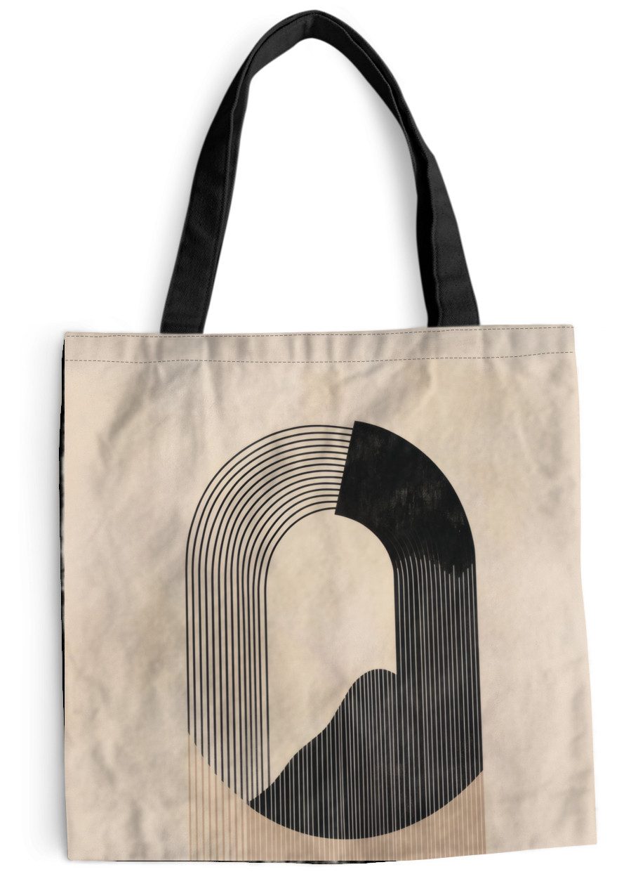 MuchoWow Shopper Grafisches geschwungenes Muster - Beige, Handtasche, Damen und Herren, Schultertasche, Umhängetasche, Tote Bag