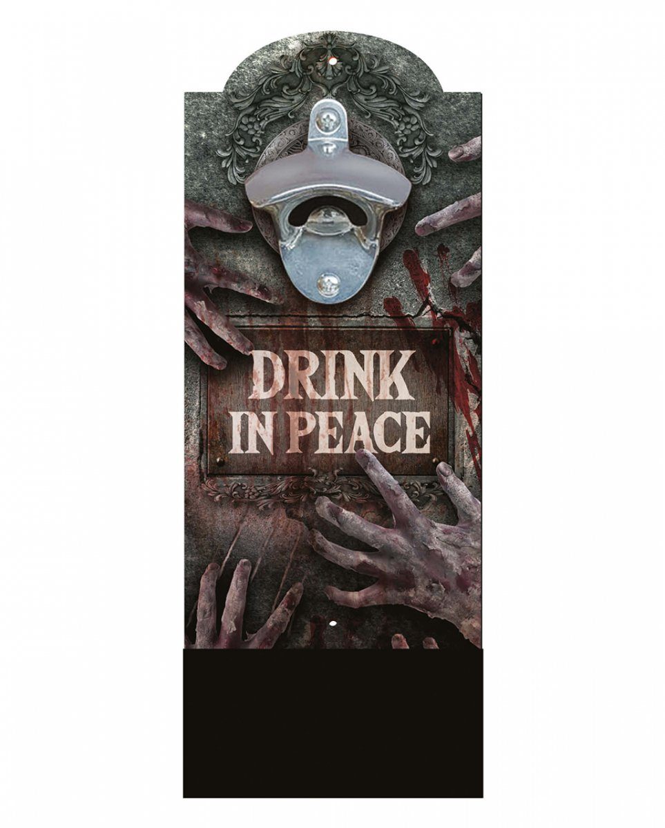 Hängedekoration H Friedhof Flaschenöffner auf Wand Holz Zombie Horror-Shop für