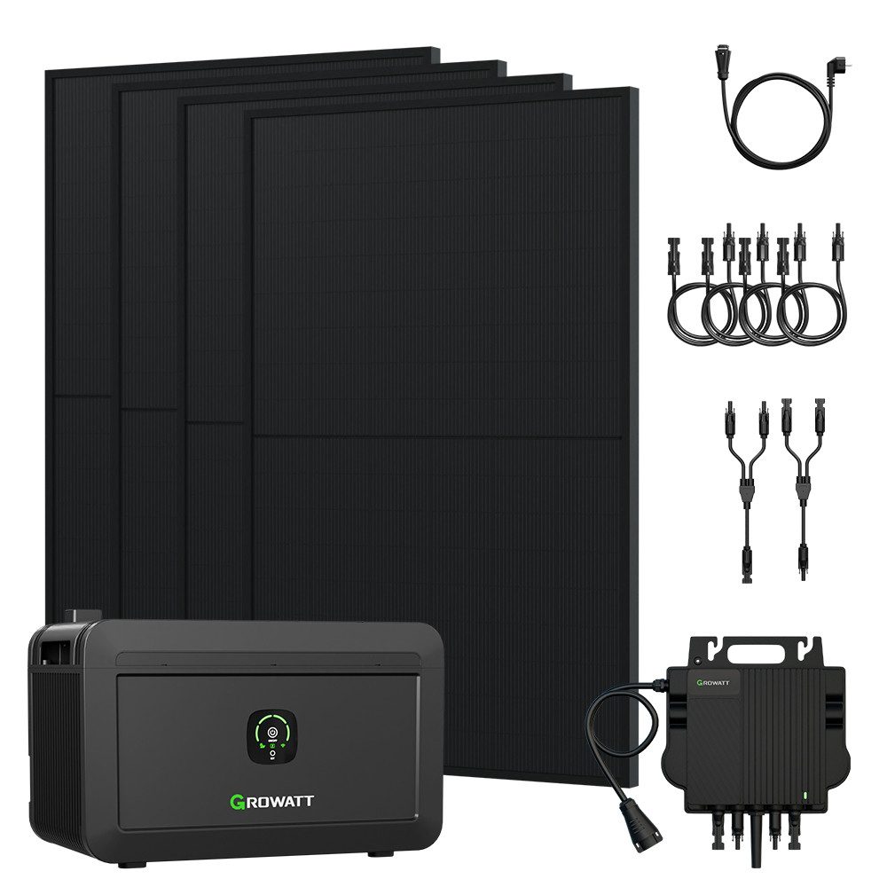 Growatt Balkonkraftwerk 1800W Growatt NOAH 2000 Speicher mit Wechselrichter und Zusatzsakku, (4x JA Solar 450Wp, Growatt NOAH 2000 Speicher mit 800W Wechselrichter), Growatt NEO-800M-X: Integrierte WiFi-Kommunikation