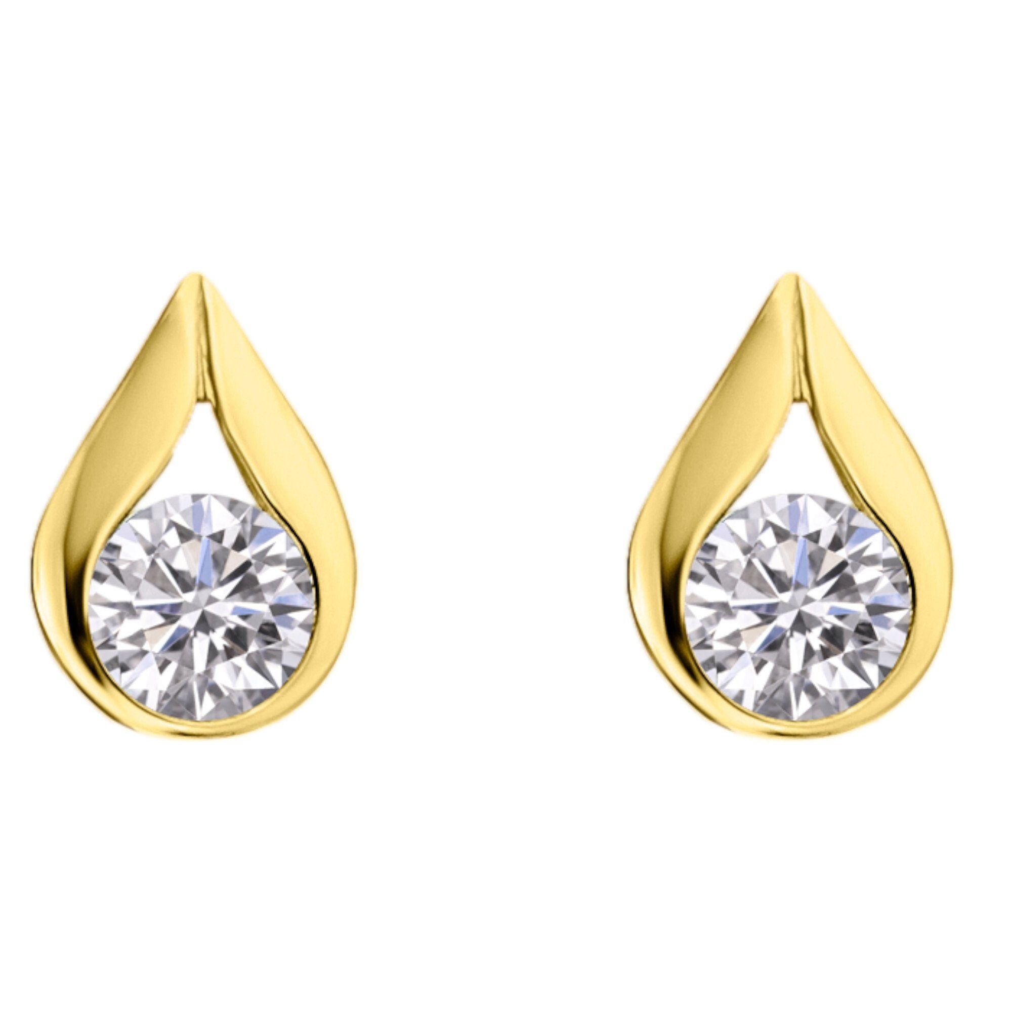 ONE ELEMENT Paar Ohrhänger Zirkonia Ohrringe Ohrstecker aus 333 Gelbgold, Dezente Symbolik – stilvoller Begleiter für jeden Anlass