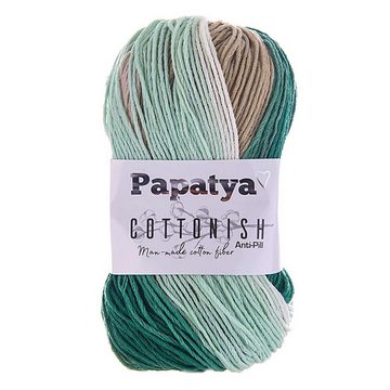 maDDma 5 x 100g Strickgarn Papatya Cottonish Häkelwolle, 250 m, 04 weiß-beige-grün