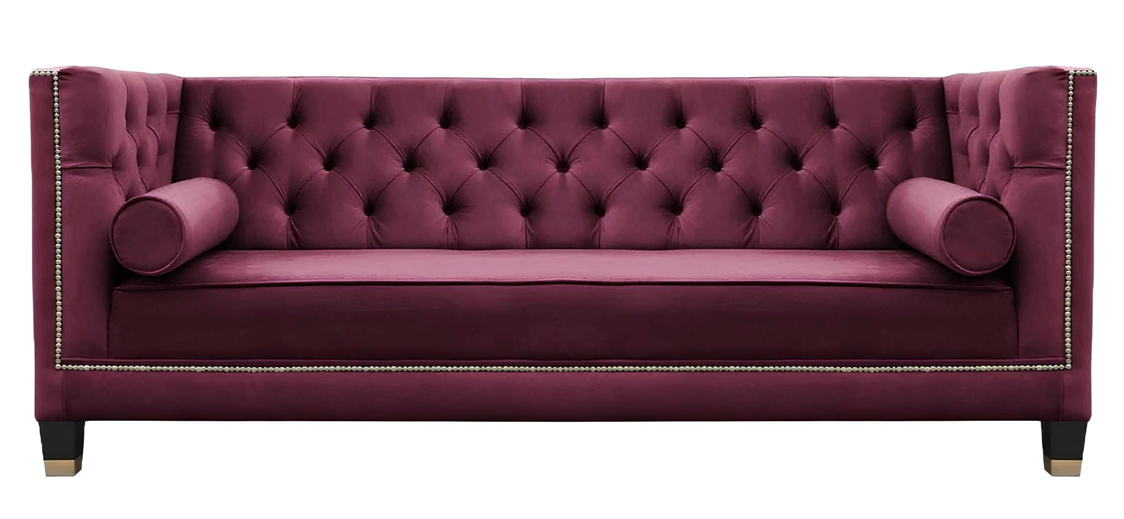 Xlmoebel Chesterfield-Sofa Rotes Stoffsofa mit bordeauxroter Samtoberfläche und Polsterung, 1 Teile, Hergestellt in Europa