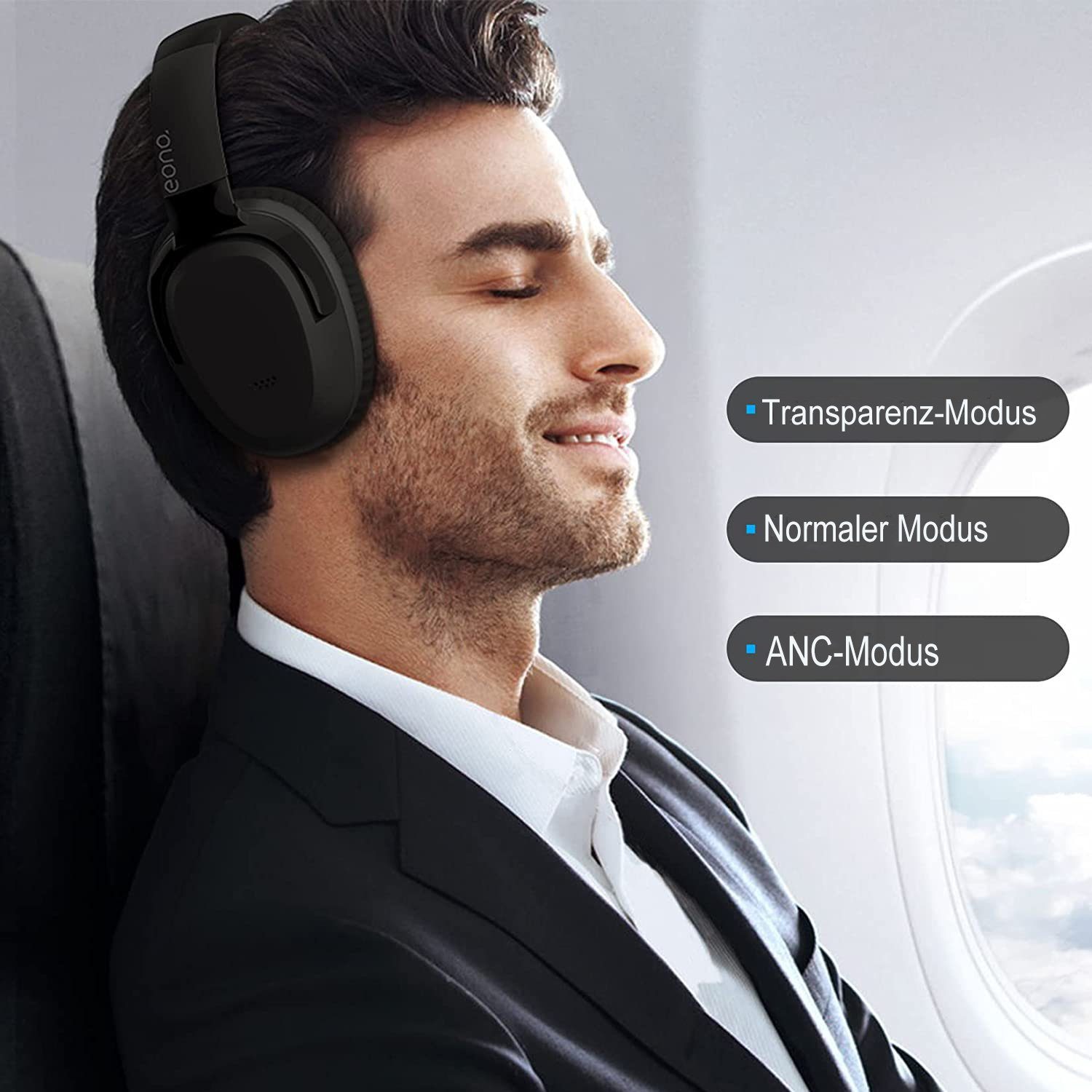 (Noise-Cancelling-Bluetooth-Kopfhörer,Hi-Res 40h für Ideal Over-Ear-Kopfhörer Multi-Modus Audio, Akku, kabellose Homeoffice, Mutoy Weiche Geräuschunterdrückung, Over-Ear-Kopfhörer,Over-Ear Kopfhörer Kopfhörer, Ohrpolster, Reisen) Bluetooth