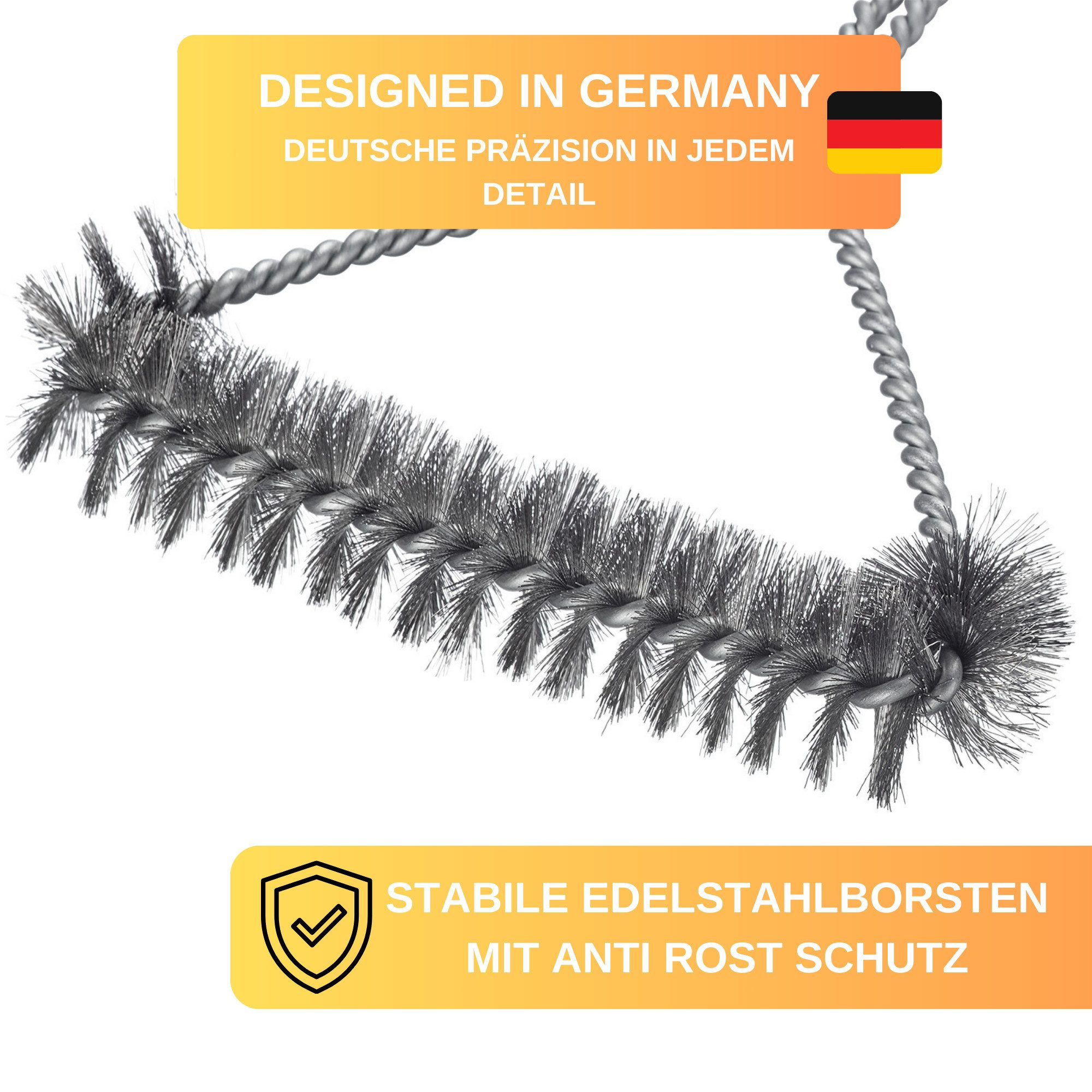 Thiru Grillbürste mit stabilen Edelststahlborsten, (1-tlg), Ergonomischer Griff, inklusive Bändchen zum Aufhängen