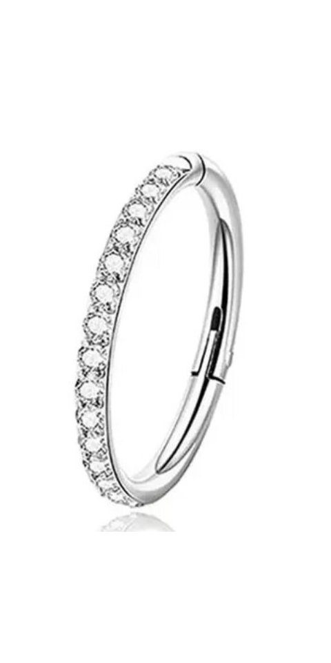 Karisma Schmuck Nasenpiercing Titan Hinged Nasenring Segmentring Charnier/Clicker Ring Kristall, Premium Zirkonia Stärke 1,0mm Frauenschmuck