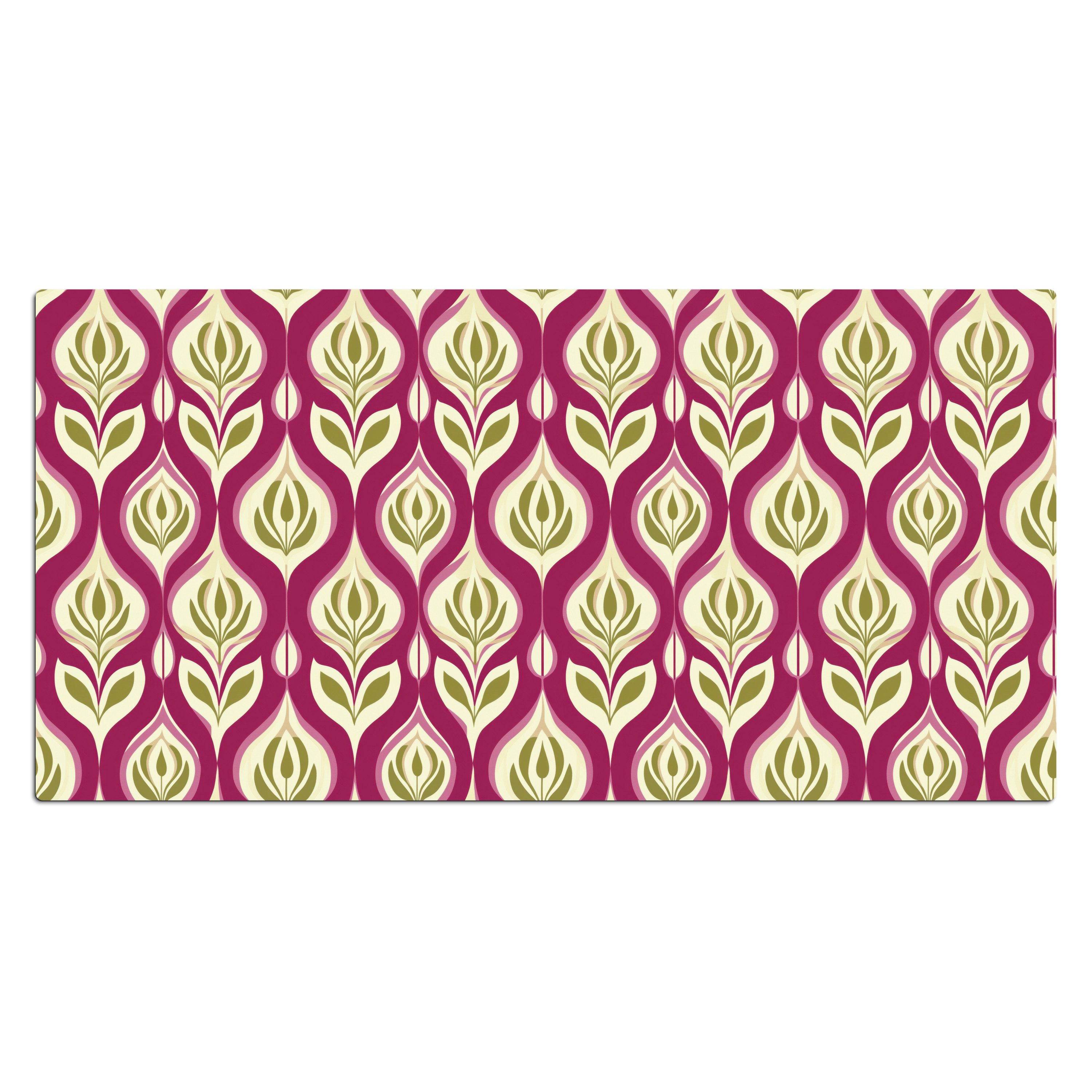 MuchoWow Gaming Mauspad Retro - Floral - Lila (1-St), Gaming Mauspad XXL, Schreibtischunterlage, Desk Mat Groß, 80x40 cm