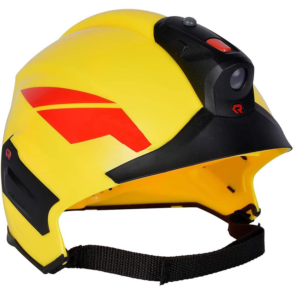 SIMBA Kinderhelm Rosenbauer Feuerwehrhelm mit abnehmbarer LED-Lampe ab 3 Jahren (Feuerwehrhelm, Feuerwehrhelm mit abnehmbarer LED-Lampe), Abnehmbare LED-Lampe, größenverstellbar, Kinnband, 20 cm