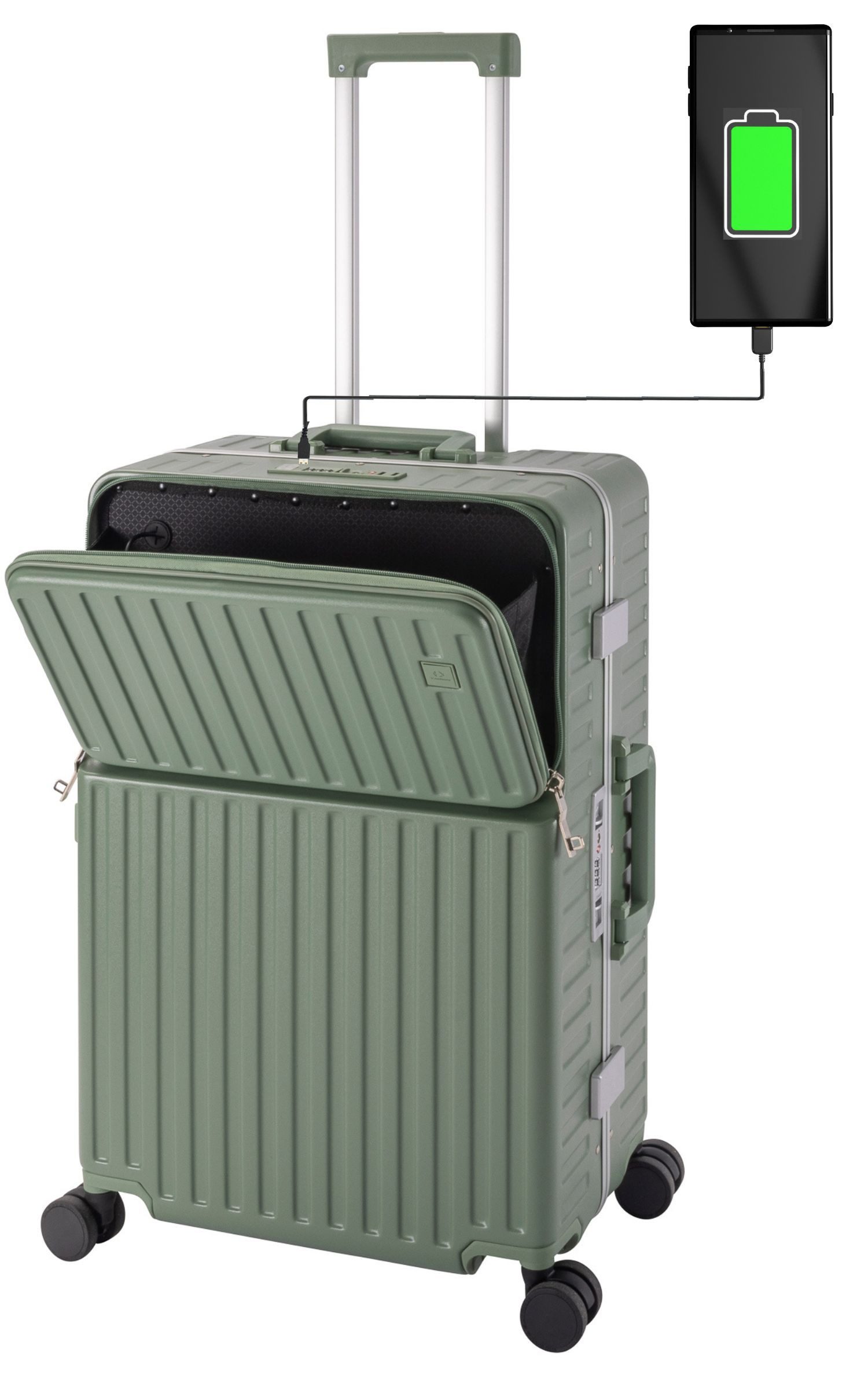 Travelhouse Hartschalen-Trolley Roma, 4 Rollen, mit USB und Getränkehalter günstig online kaufen