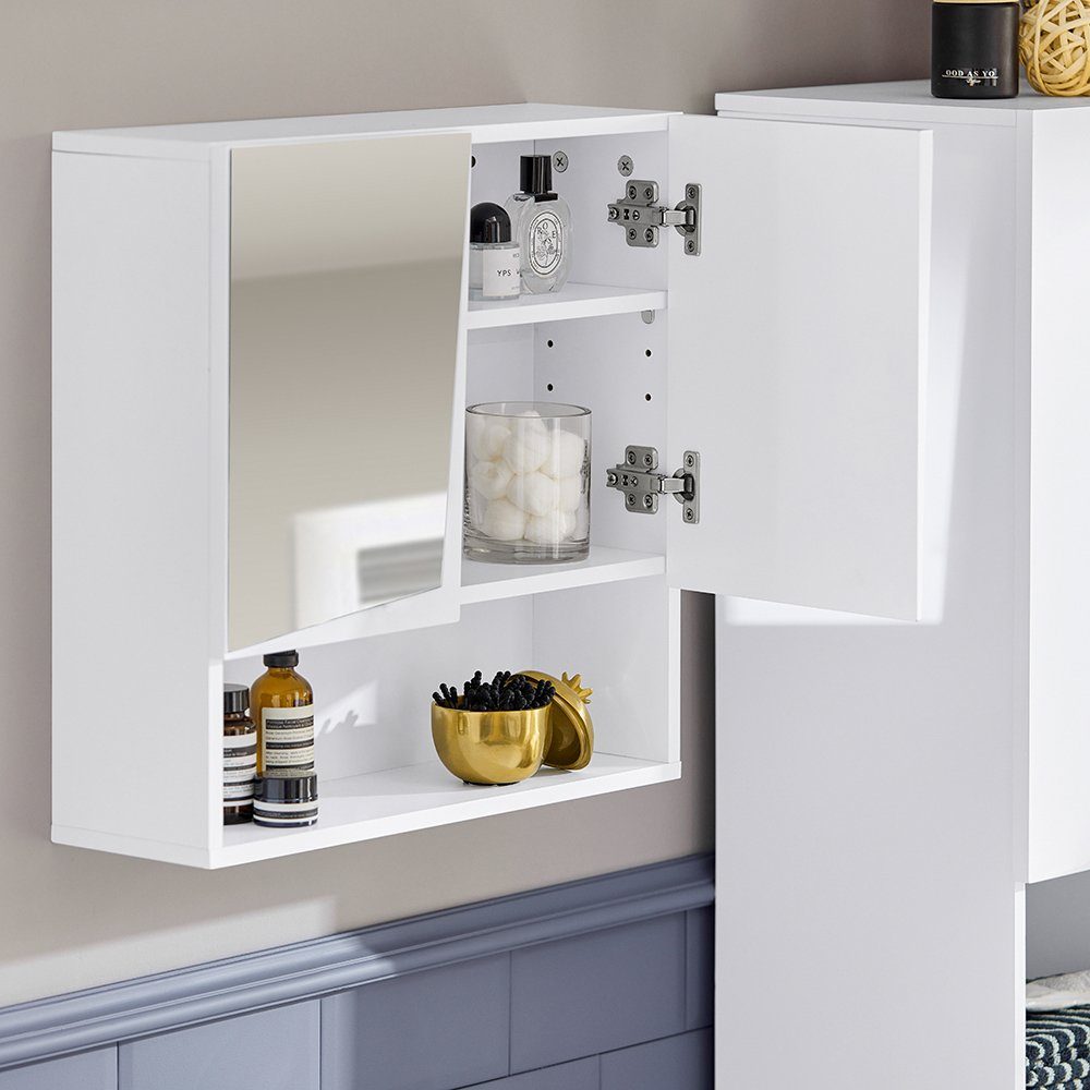 SoBuy Spiegelschrank Hängeschrank Wandschrank Badschrank Weiß BZR94-W günstig online kaufen