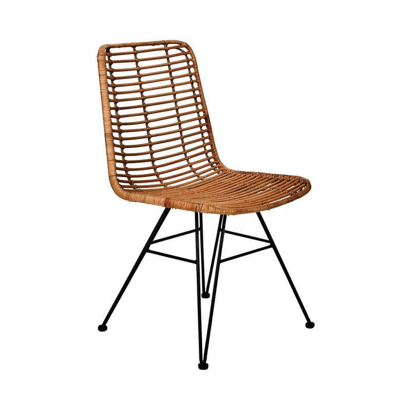 BUTLERS Stuhl HACIENDA Rattan-Stuhl, Stuhl aus Rattan und Eisen in braun - Esszimmerstuhl