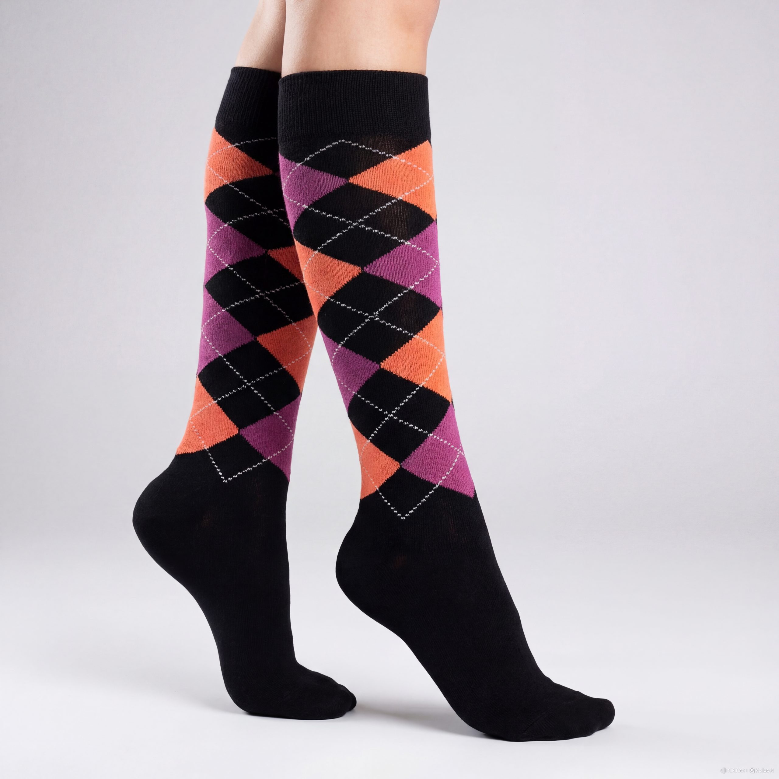 Sockenhimmel Kniestrümpfe 6 Paar warme Damen Kniestrümpfe mit buntem Karomuster Vollfrottee im Fuß & Schaft, mit Komfprtbund