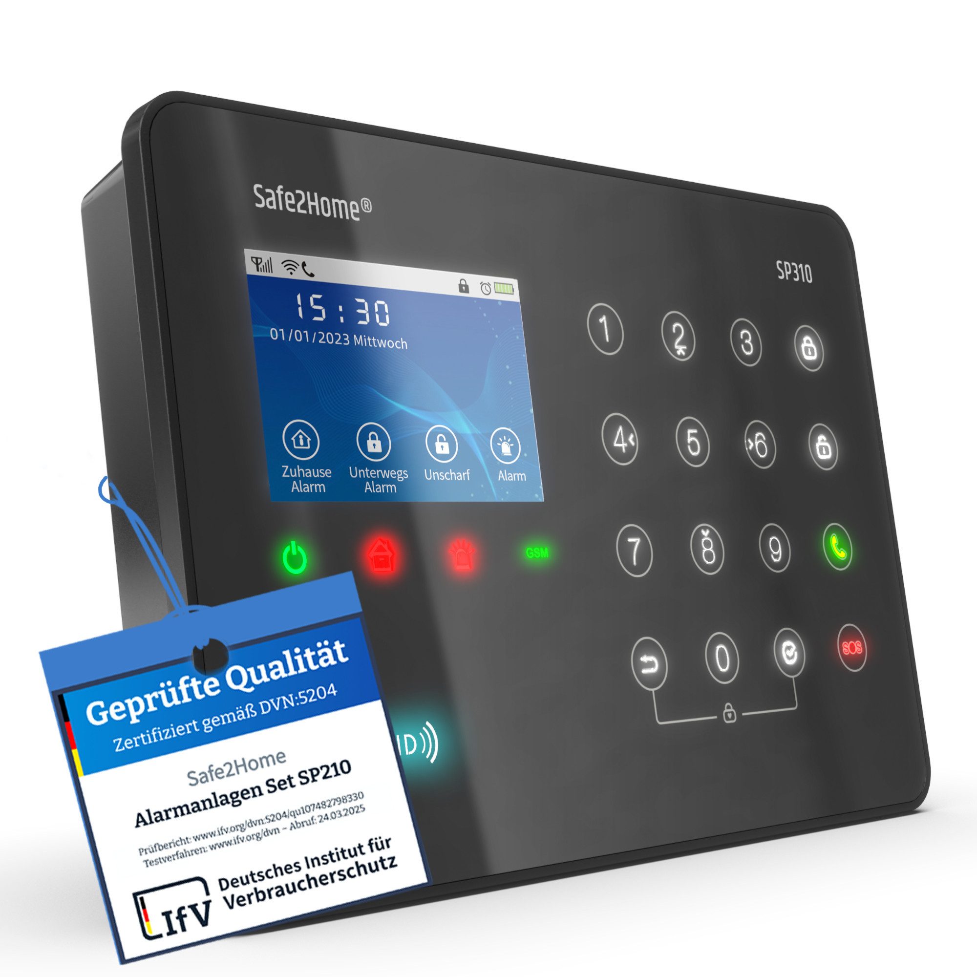 Safe2Home Funk Alarmanlage Zentrale SP310 – TÜV geprüft mit App & SMS Alarm Alarmanlage