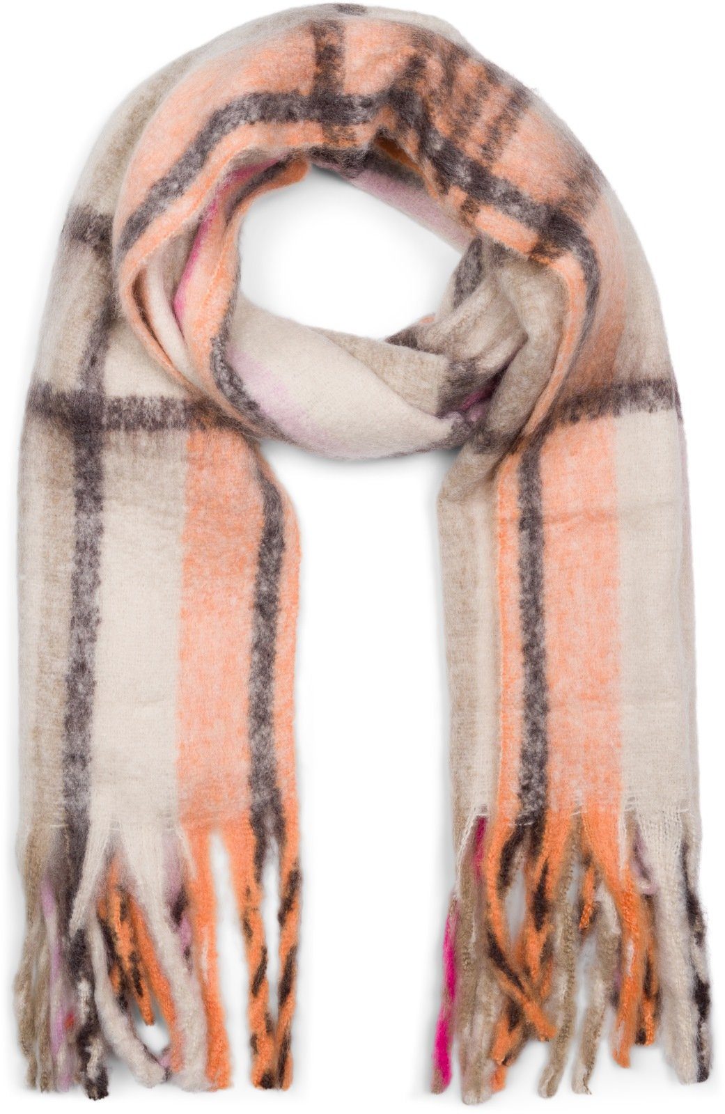 XXL-Schal, Taupe-Orange-Pink bunt styleBREAKER Web (1-St), Strickschal Streifen